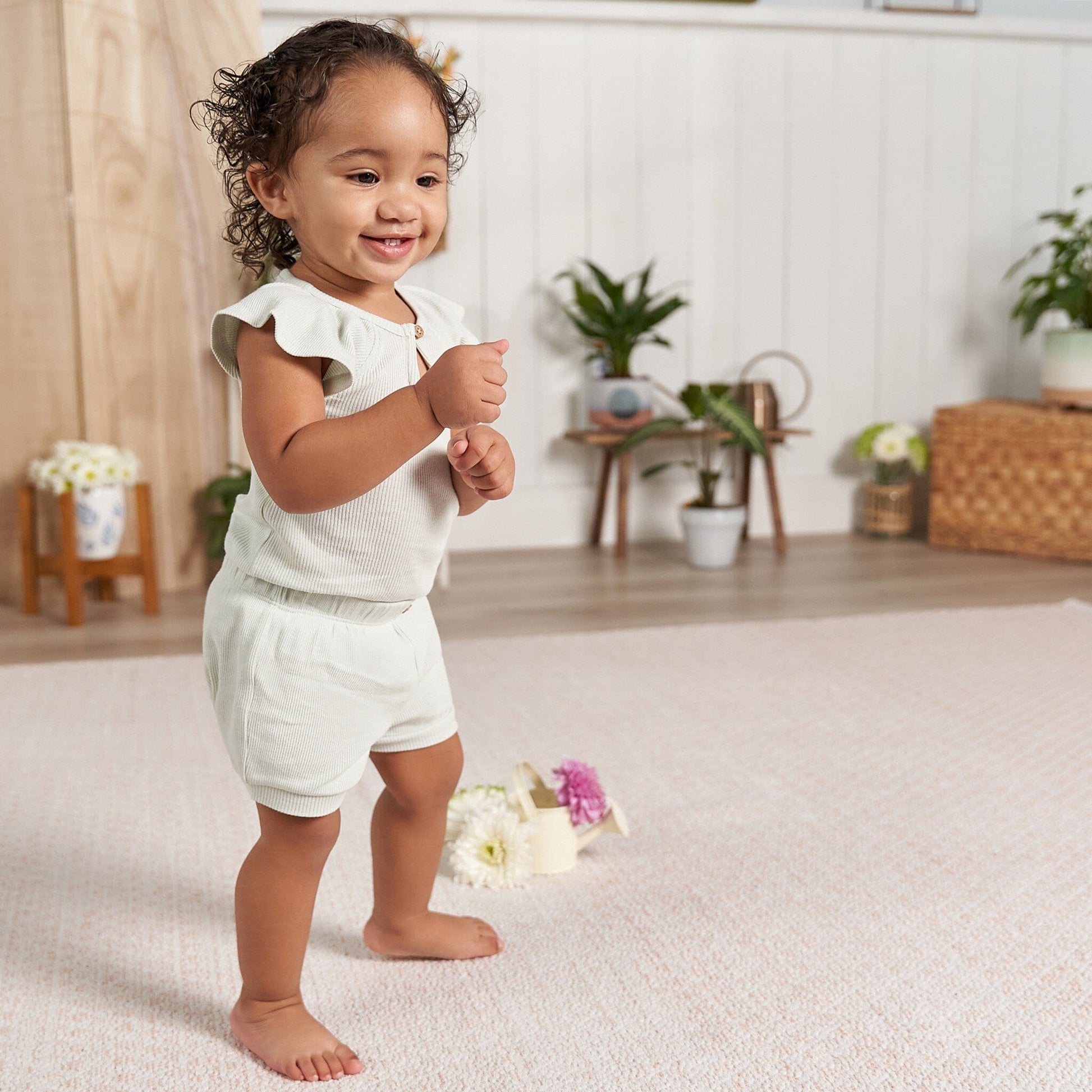 2-Pack Baby Girls Light Oatmeal Heather Bodysuit and Shorts Set outfits Gerber® 