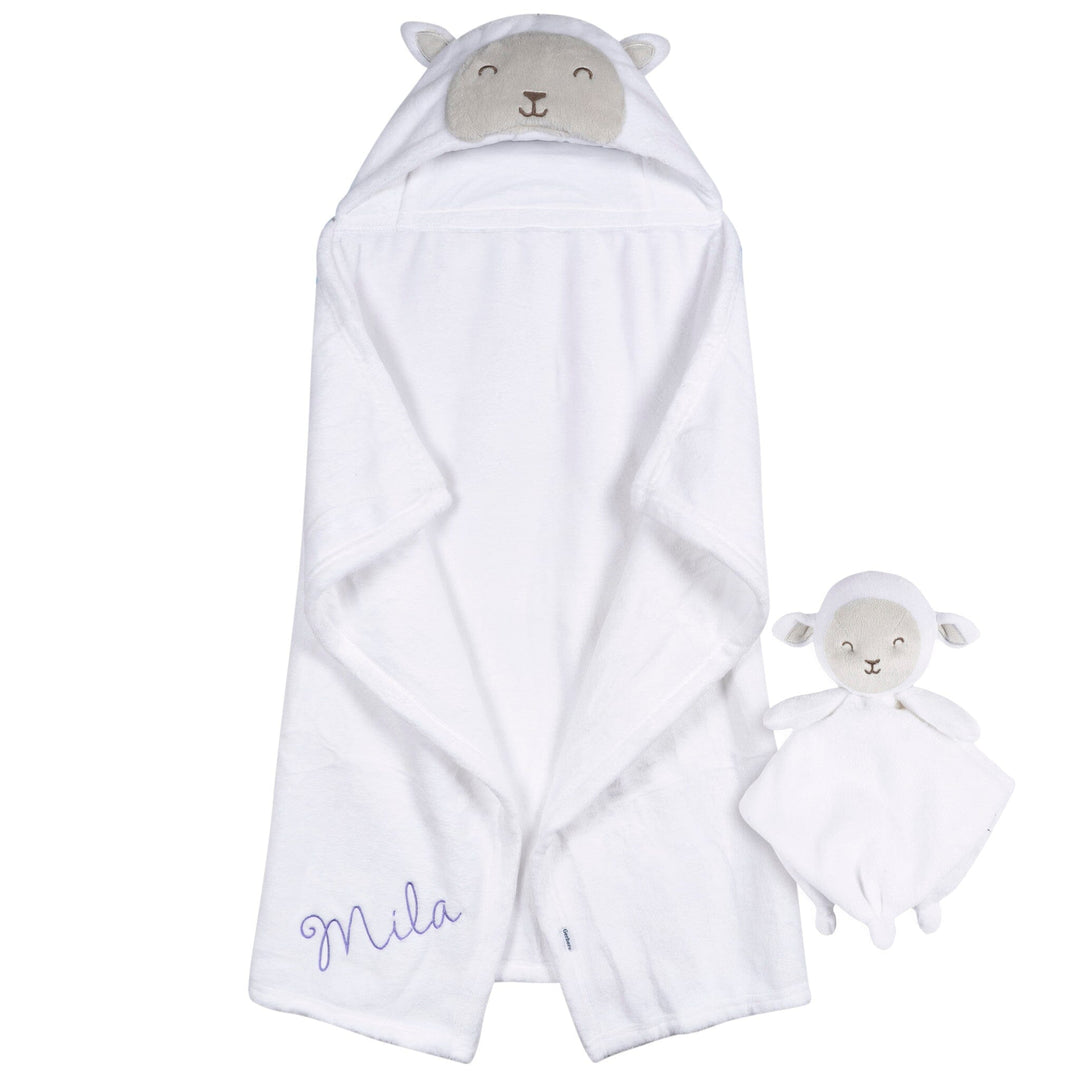 Embroidered 2-Piece Lamb Wearable Blanket Security Blanket Set