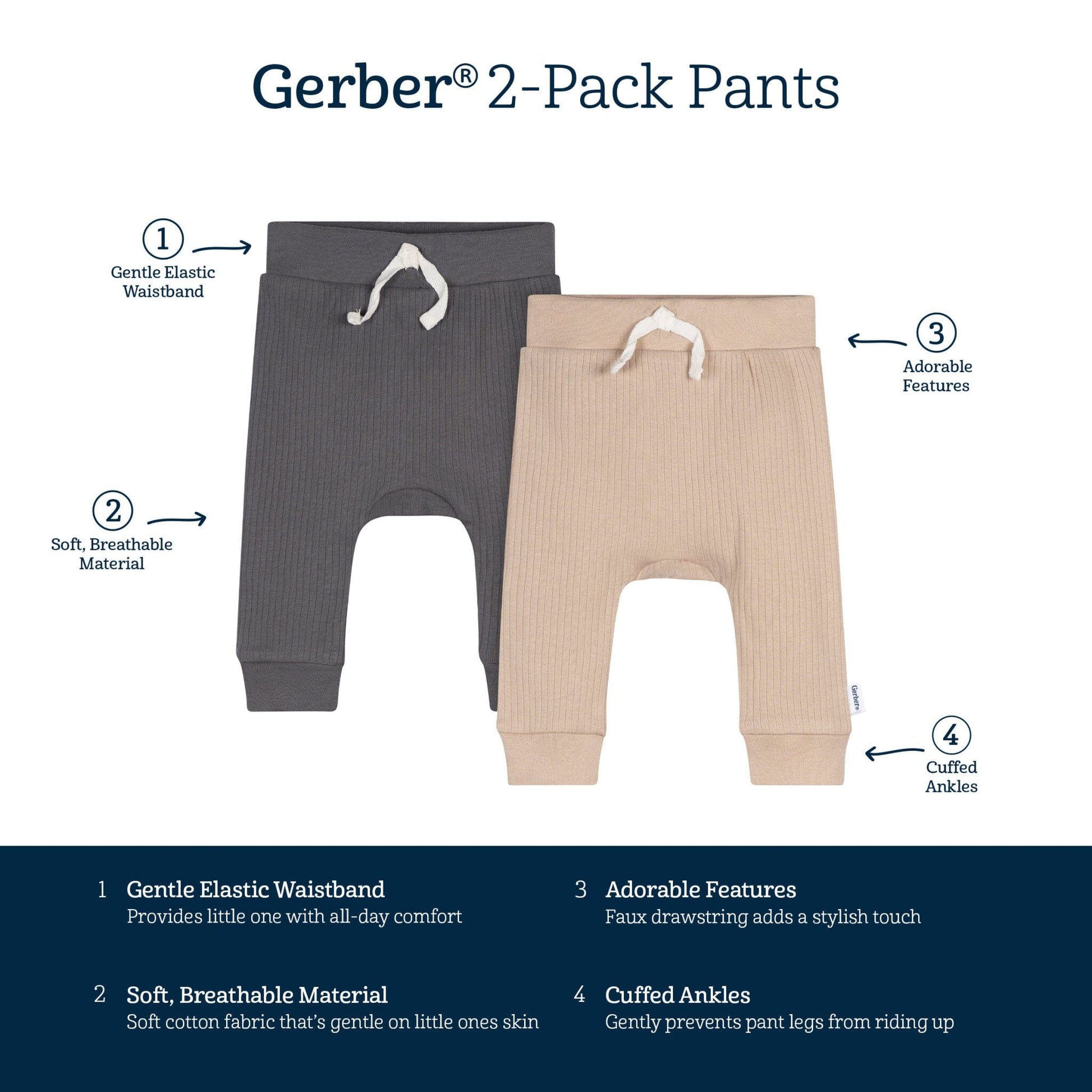 2-Pack Baby Neutral Tan Pants Pants & Bottoms Gerber® 