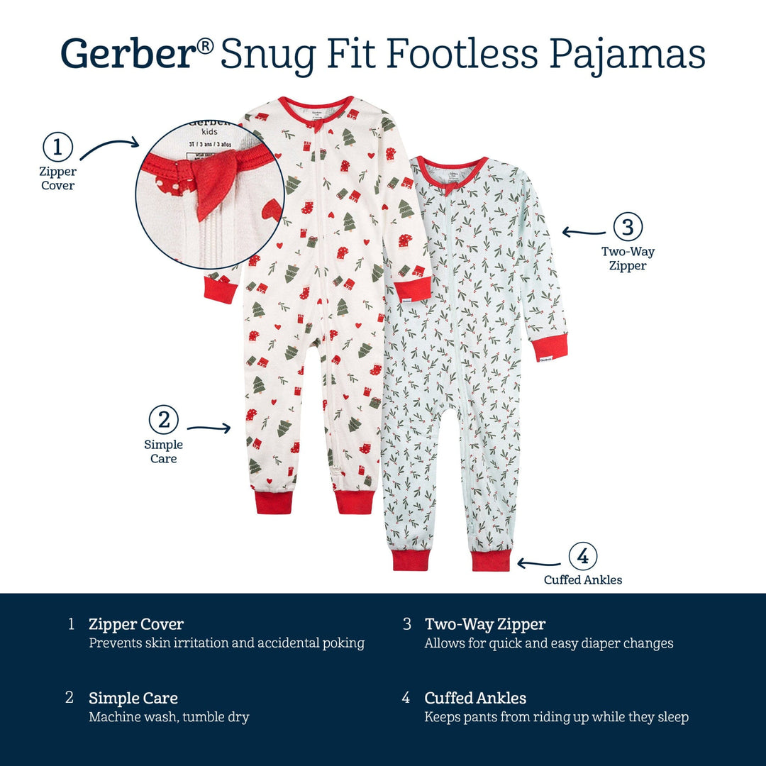 2-Pack Infant & Toddler Girls Ivory Gifts Snug Fitting Footless Pajamas sleepwear Gerber® 