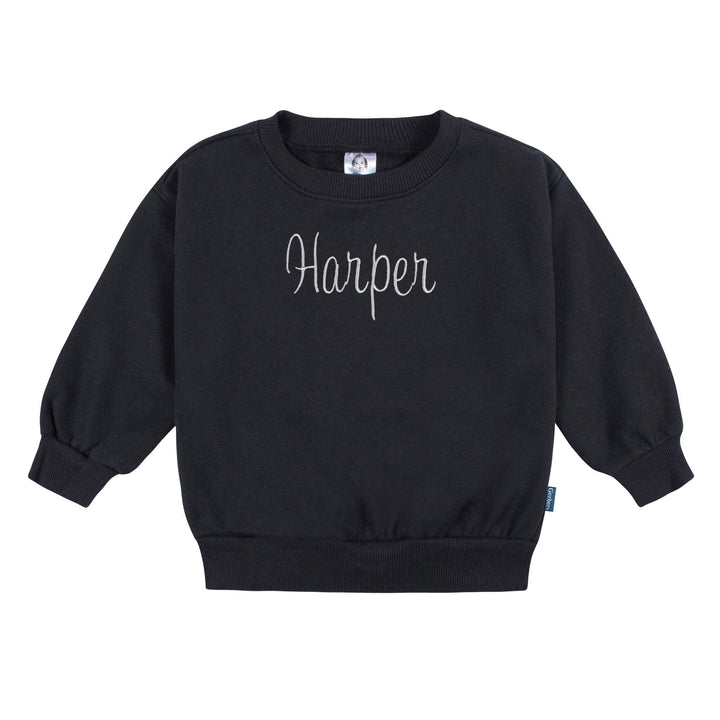 Embroidered 2-Piece Infant & Toddler Neutral Black Sweatshirt & Pant Set outfits Gerber® 