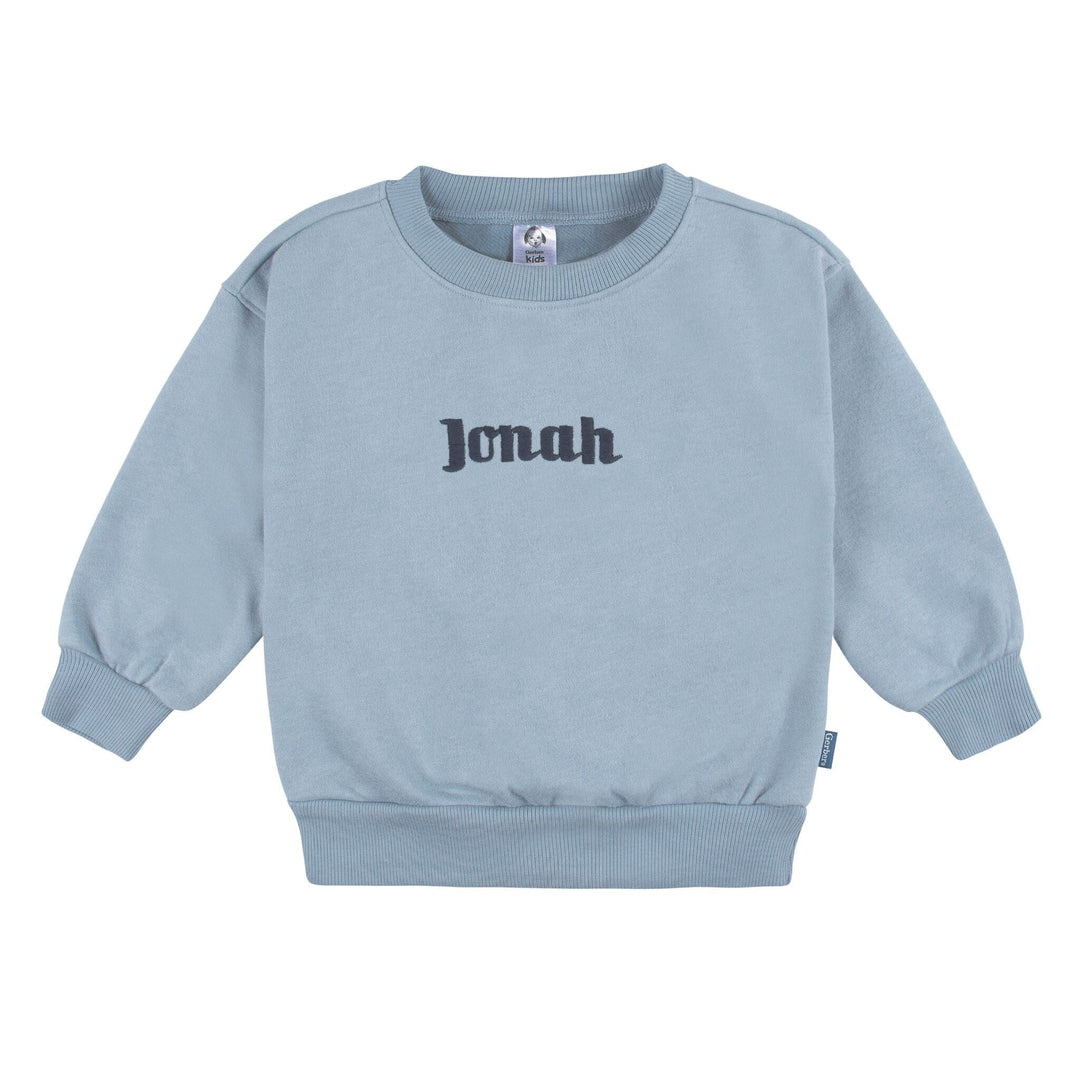 2-Piece Infant & Toddler Neutral Blue Sweatshirt & Pant Set