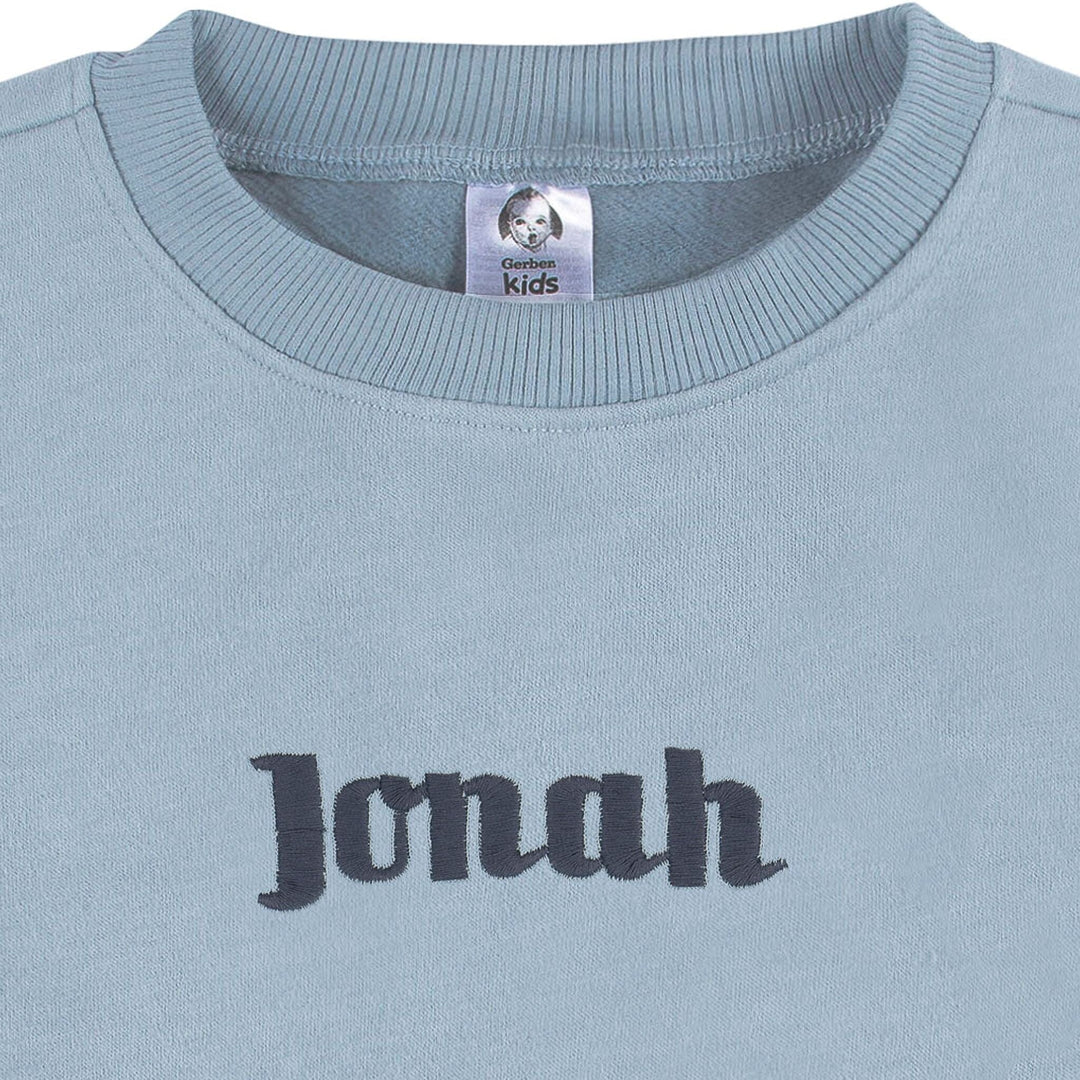 2-Piece Infant & Toddler Neutral Blue Sweatshirt & Pant Set