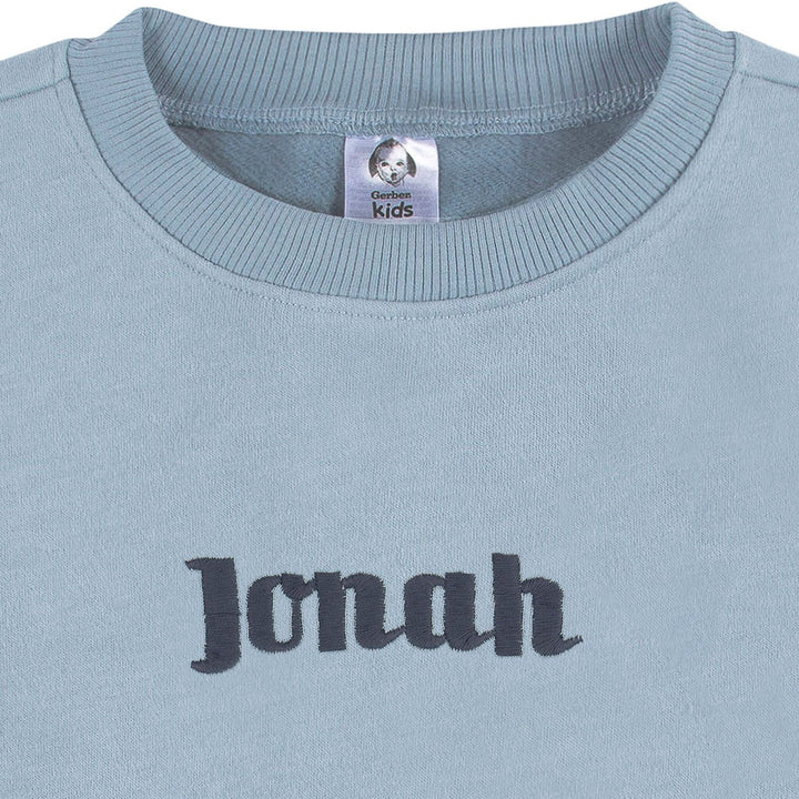 Embroidered 2-Piece Infant & Toddler Neutral Blue Sweatshirt & Pant Set outfits Gerber® 