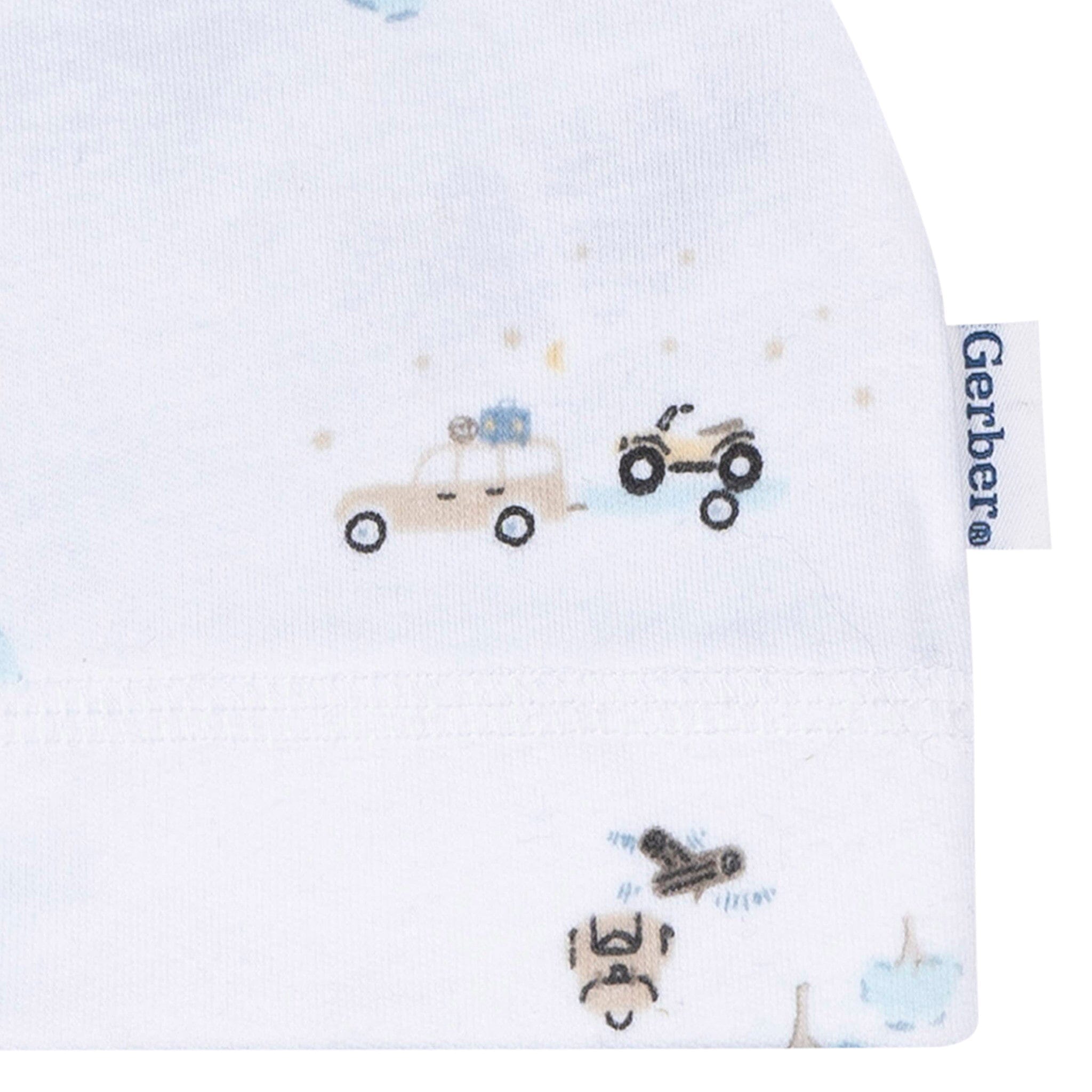 3-Piece Baby Boys Road Trip Footless Pajamas, Swaddle, and Cap Bundle Bundle Gerber Childrenswear 