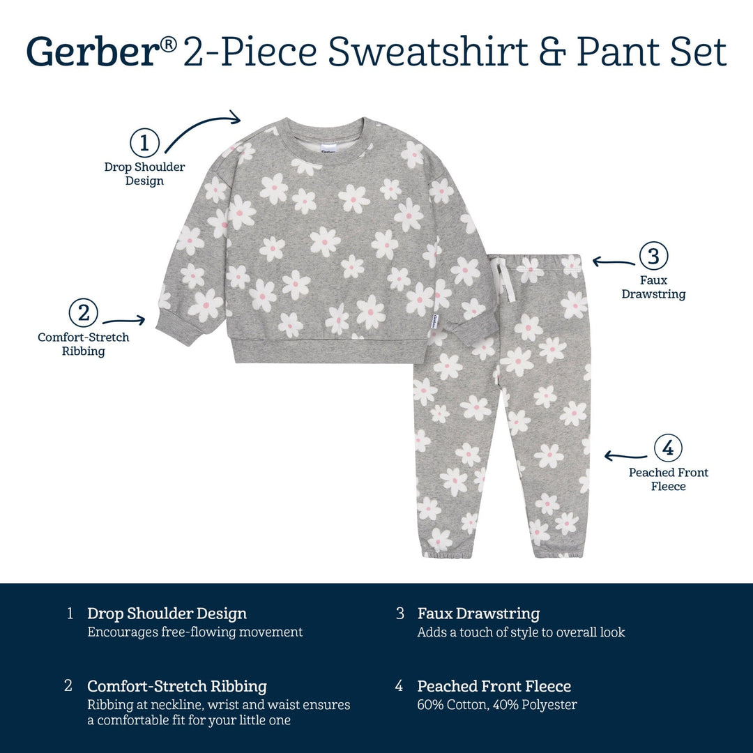 2-Piece Baby & Toddler Girls Big Daisies Sweatshirt & Pant Set outfits Gerber® 