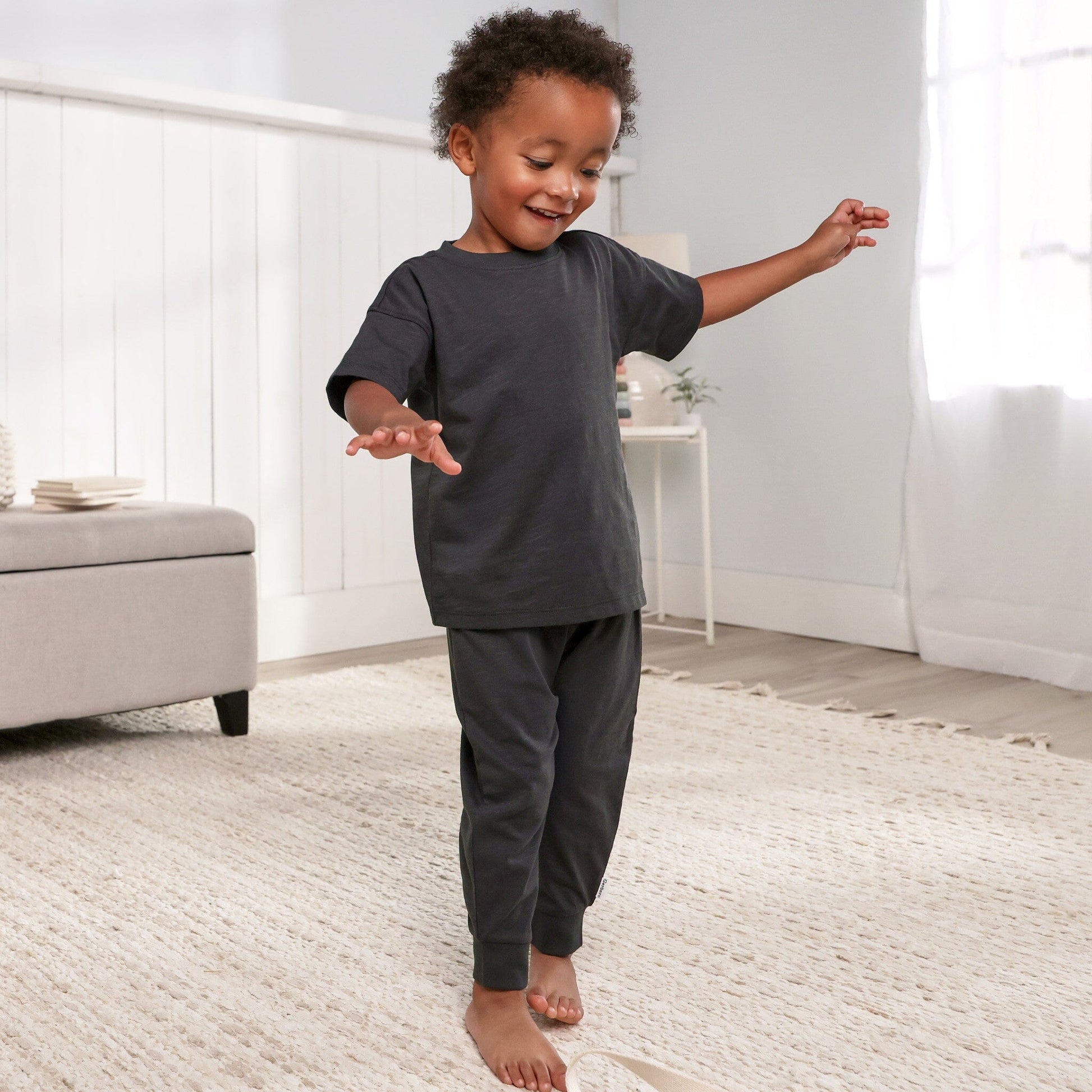 2-Piece Infant & Toddler Neutral Asphalt T-Shirt & Jogger Pants Outfit Outfits & Sets Gerber® 