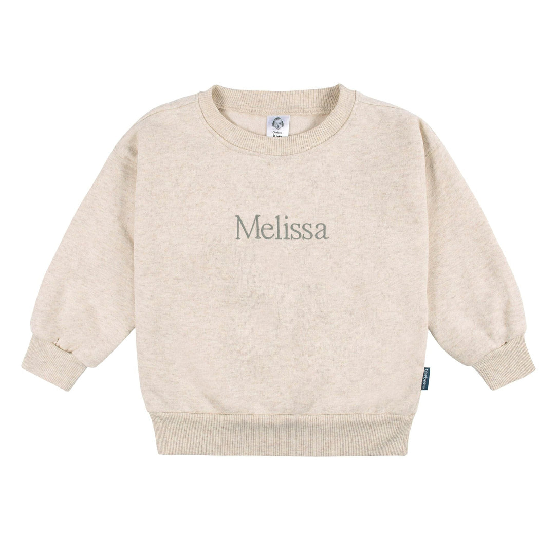 2-Piece Infant & Toddler Neutral Oatmeal Heather Sweatshirt & Pant Set