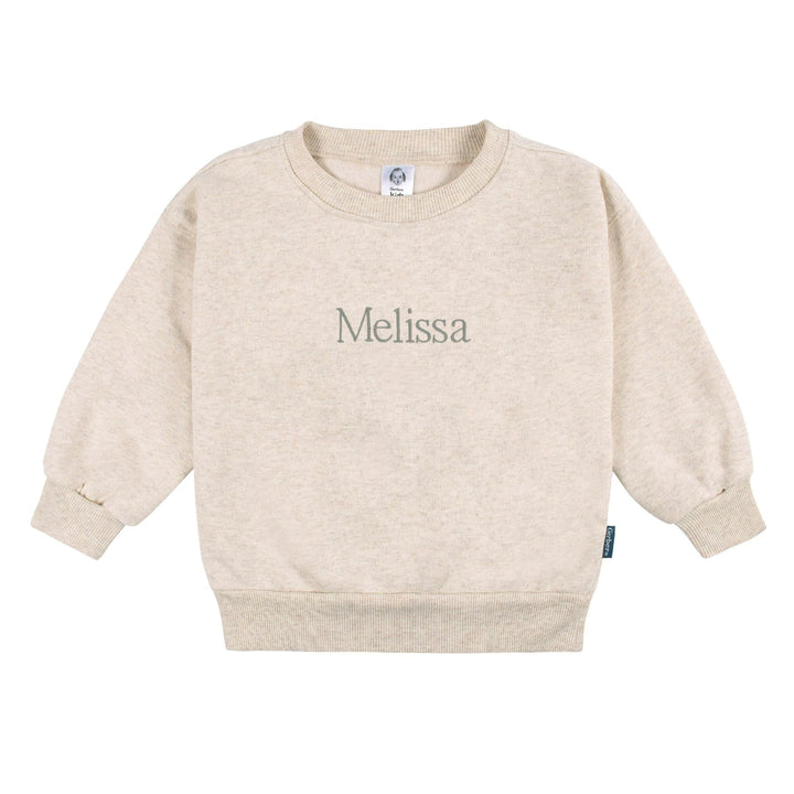 Embroidered 2-Piece Infant & Toddler Neutral Oatmeal Heather Sweatshirt & Pant Set outfits Gerber® 