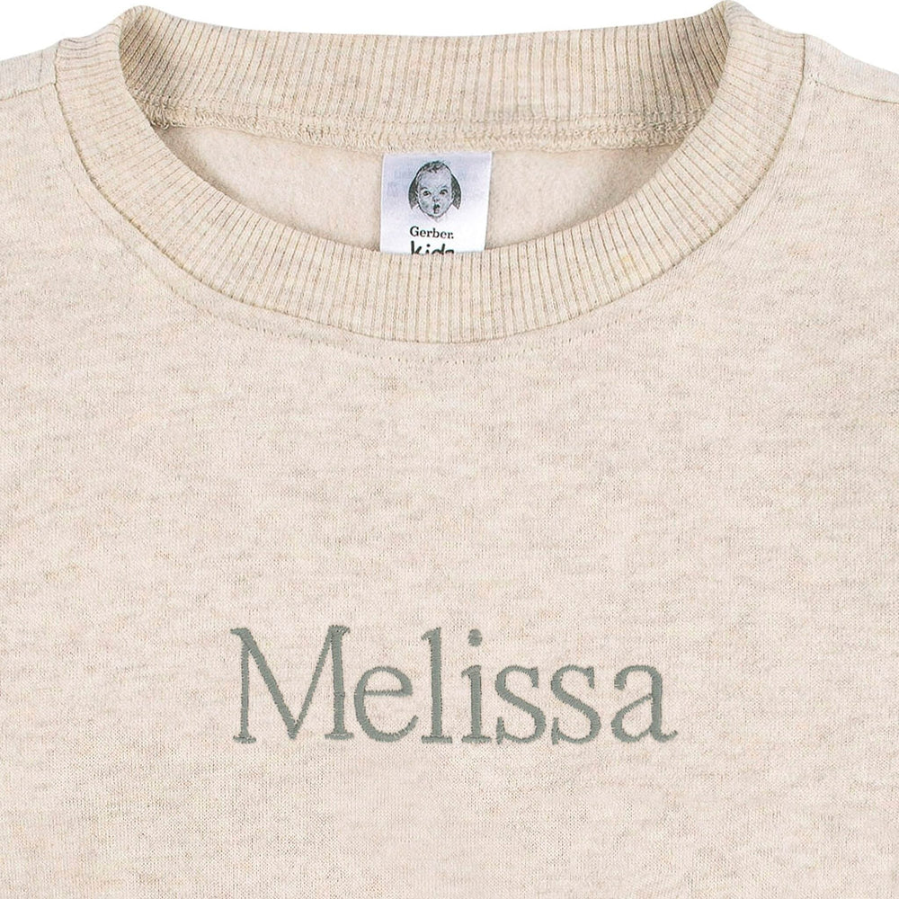 Embroidered 2-Piece Infant & Toddler Neutral Oatmeal Heather Sweatshirt & Pant Set outfits Gerber® 