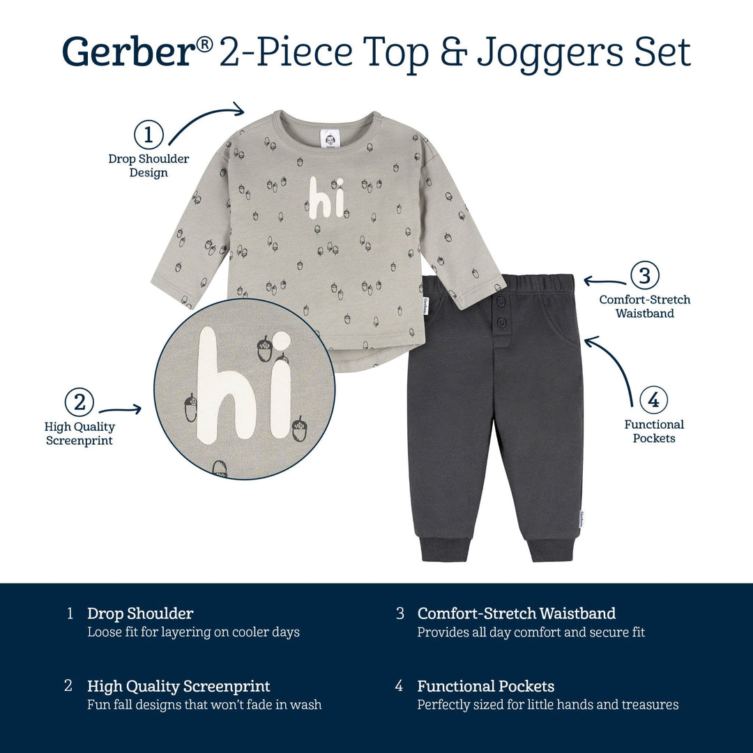 2-Piece Baby Boys Acorns Long Sleeve Top & Jogger Set outfits Gerber® 