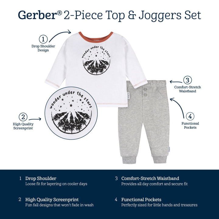 2-Piece Baby Boys Under the Stars Long Sleeve Top & Jogger Set outfits Gerber® 