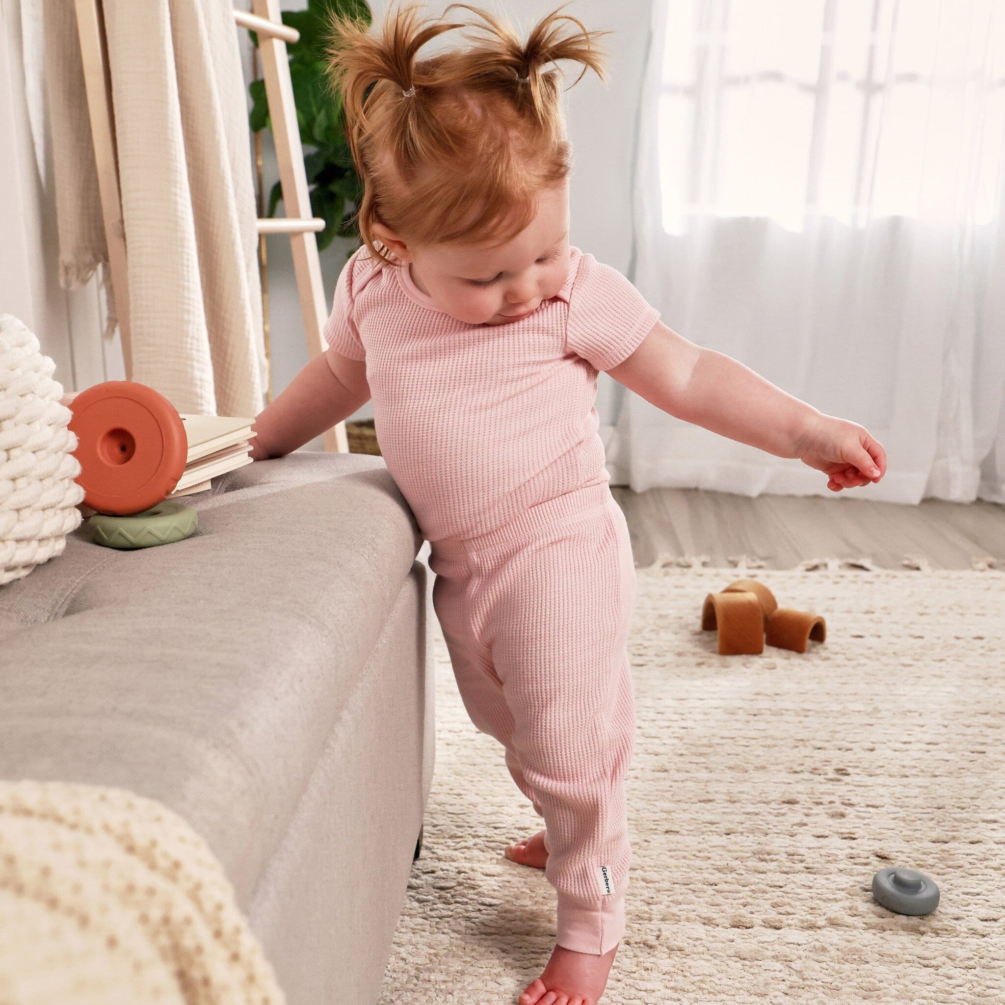 2-Piece Baby Girls Chalk Pink Onesies® Bodysuit and Pants Set Outfits & Sets Gerber® 