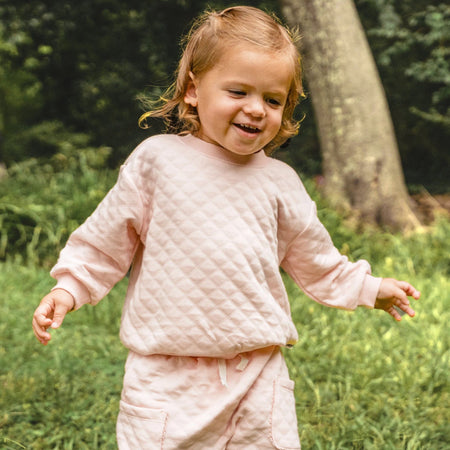 2-Piece Baby Girls Pink Quilted Top & Jogger Set