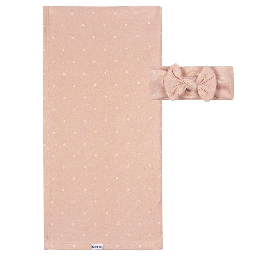 2-Piece Baby Girls Polka Dots Swaddle and Headband Set receiving blankets Gerber® 