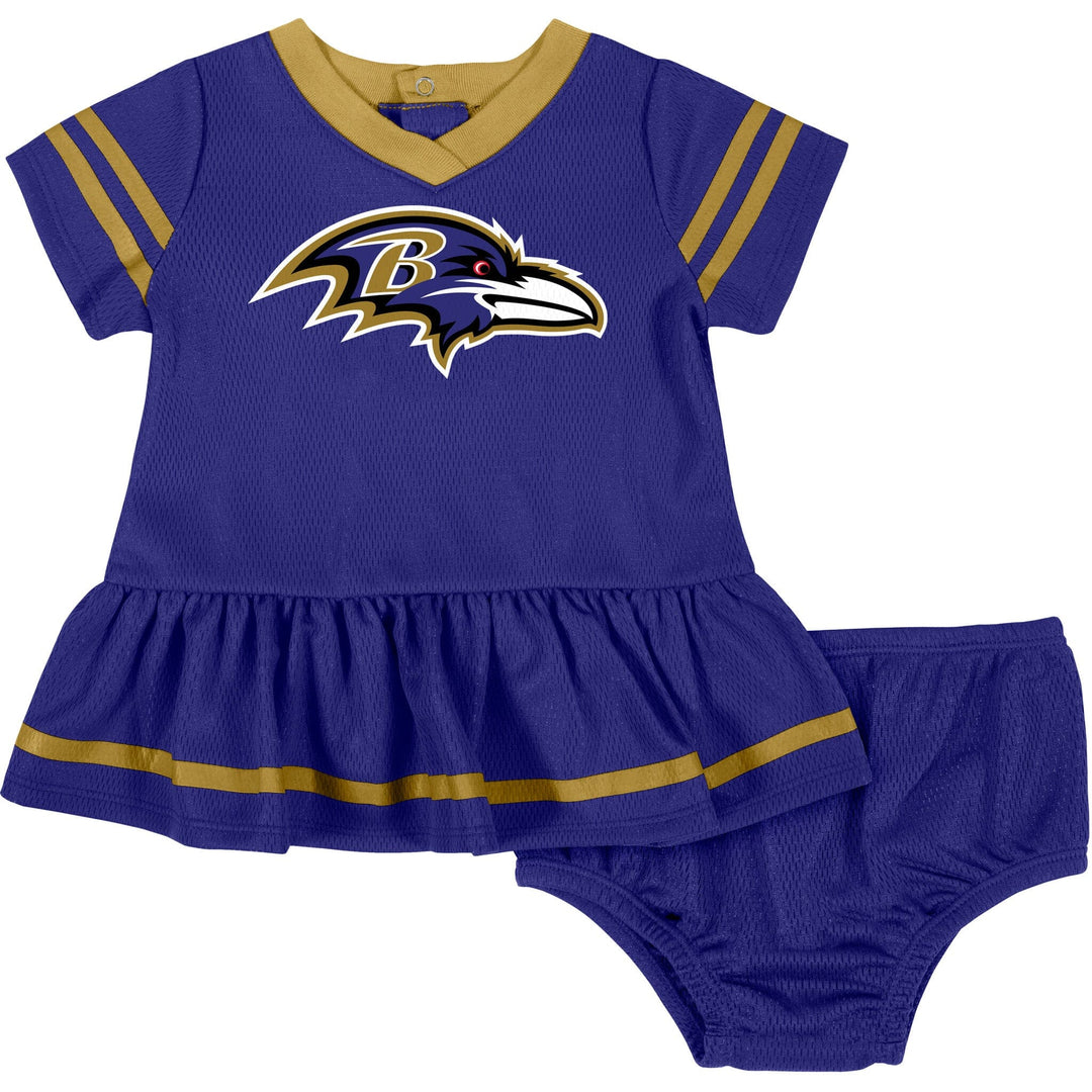 2-Piece Baby Girls Baltimore Ravens Dress Diaper Cover Set