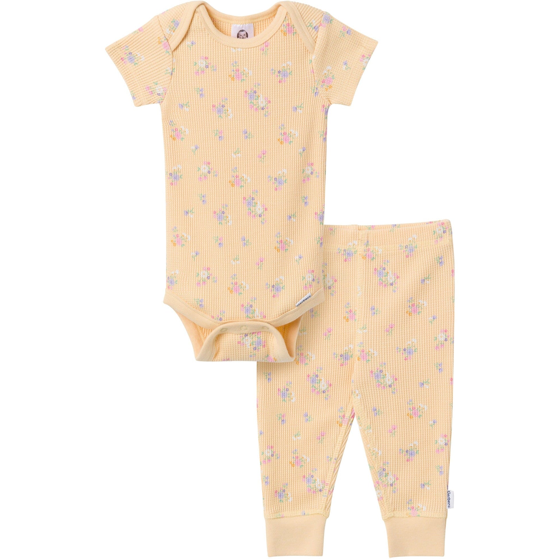 2-Piece Baby Girls Yellow Floral Onesies® Bodysuit and Pants Set Outfits & Sets Gerber® 