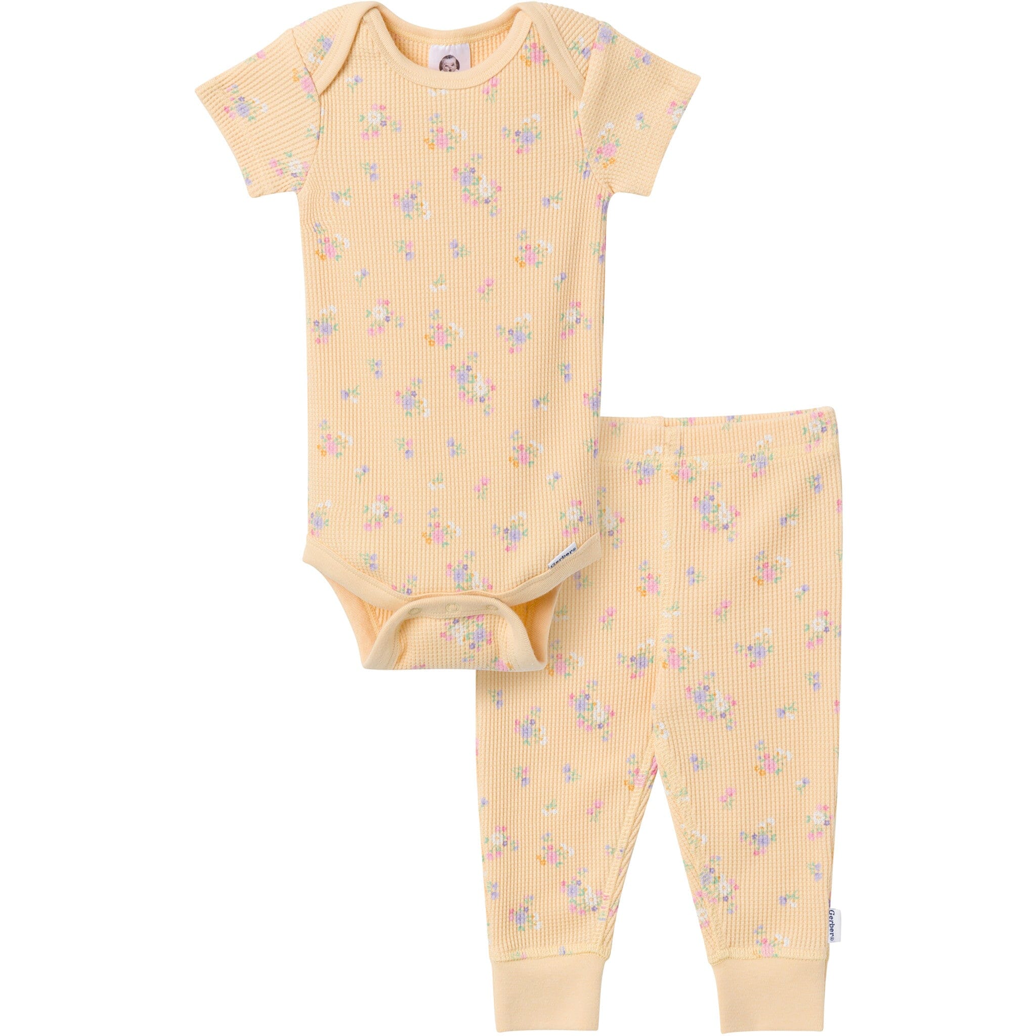 2-Piece Baby Girls Yellow Floral Onesies® Bodysuit and Pants Set Outfits & Sets Gerber® 