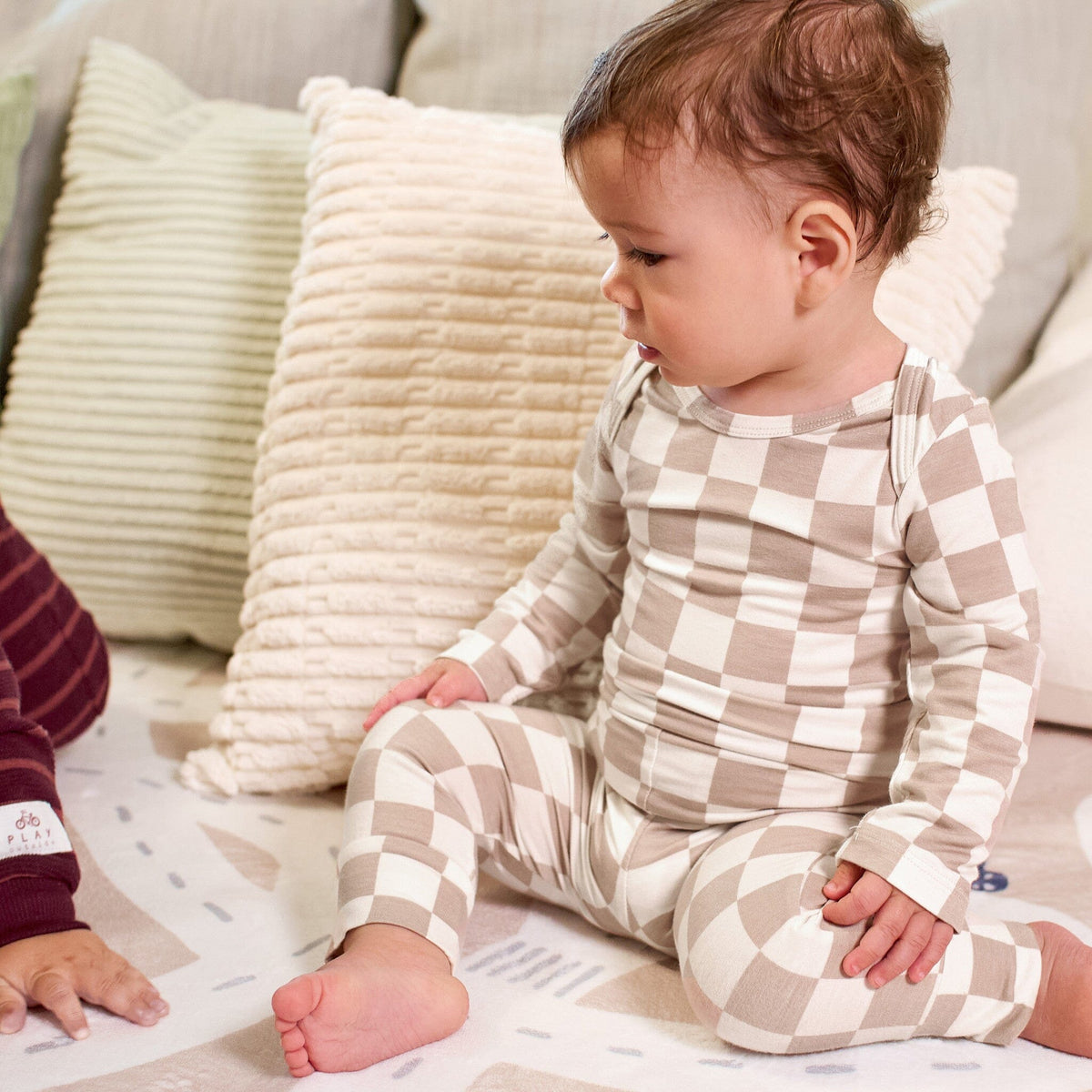 2-Piece Baby Neutral Taupe Check Onesie® Pant Set outfits Gerber® 