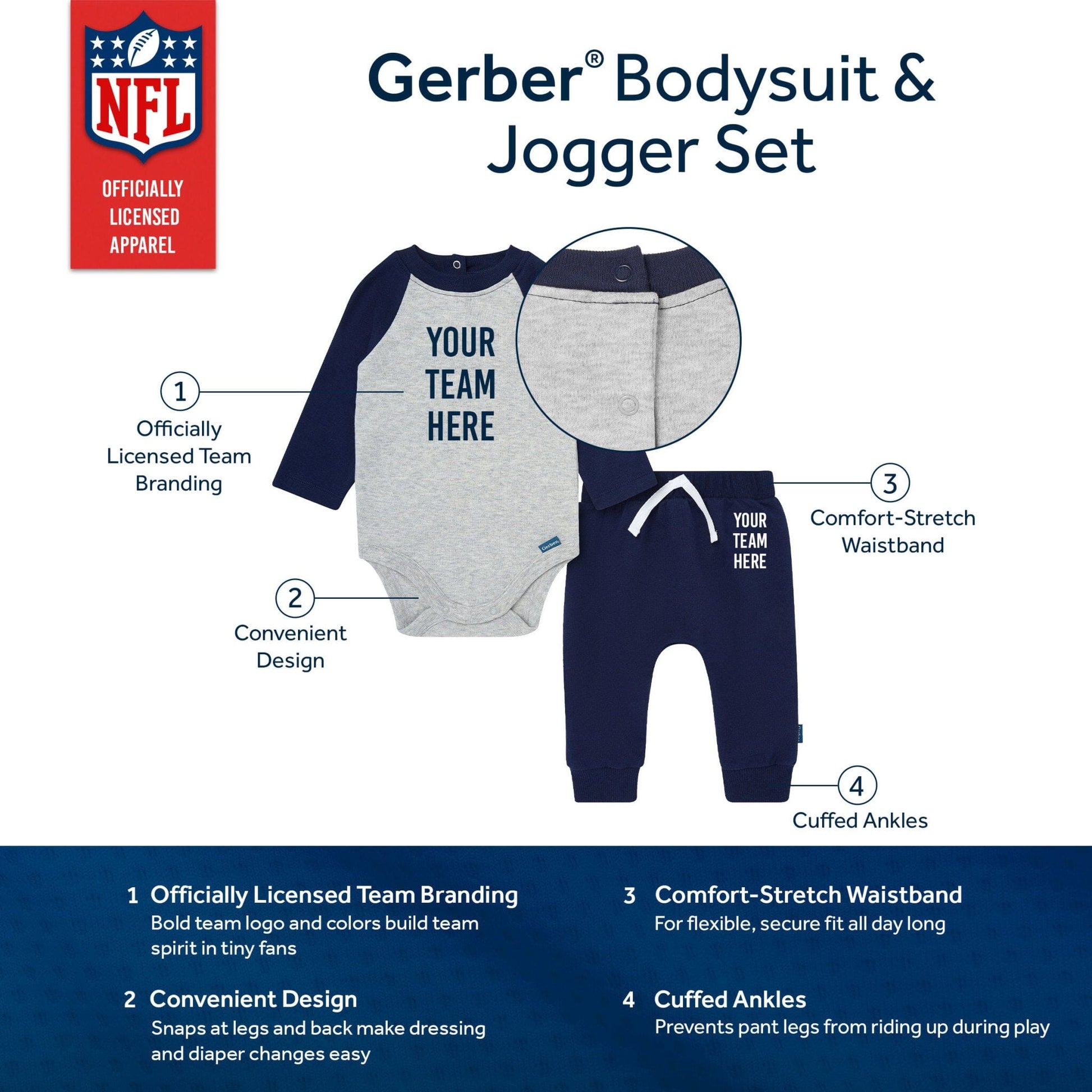 2-Piece Baby Detroit Lions Bodysuit and Jogger Set NFL NFL 