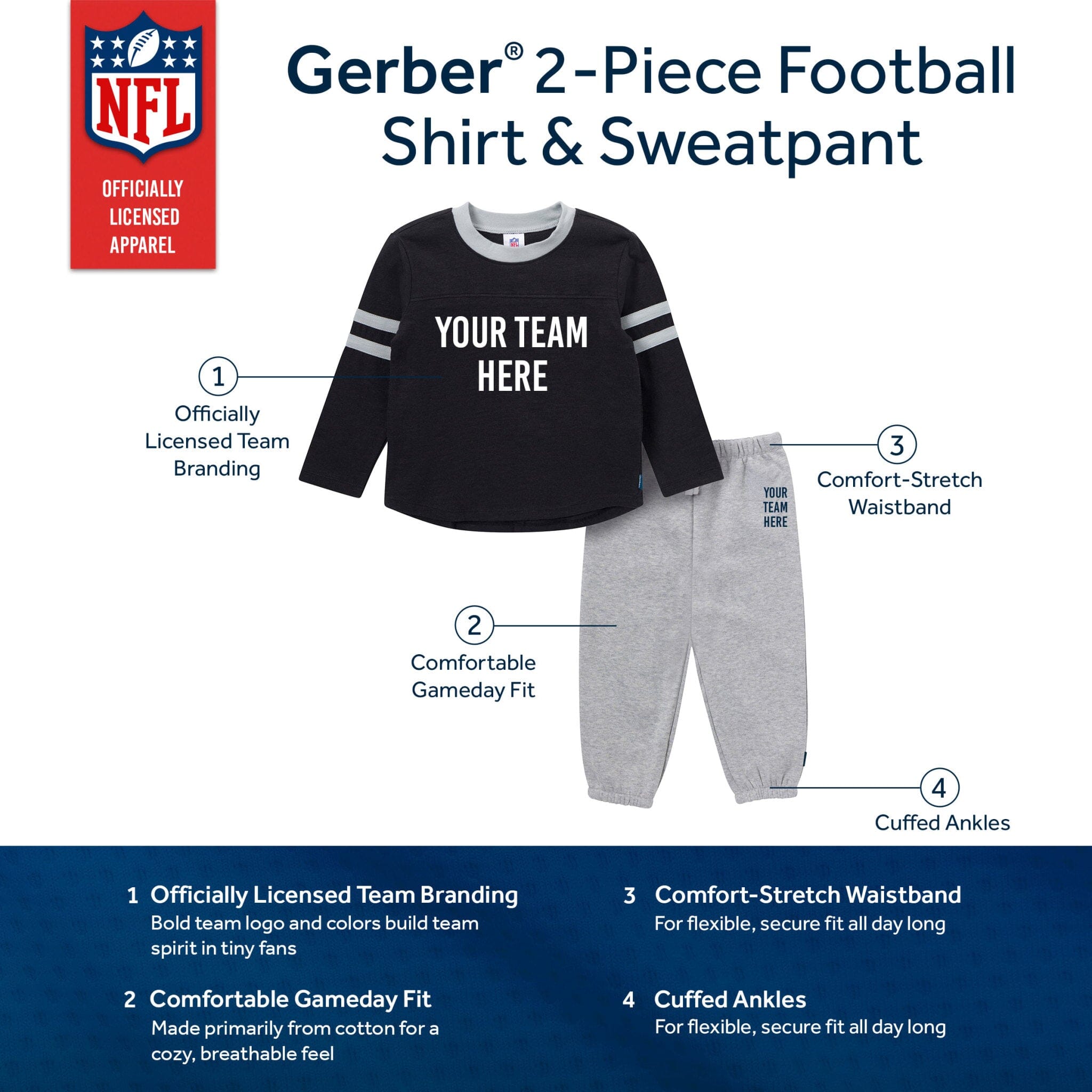 2-Piece Infant & Toddler Boys Pittsburgh Steelers Shirt and Sweatpant Set NFL NFL 