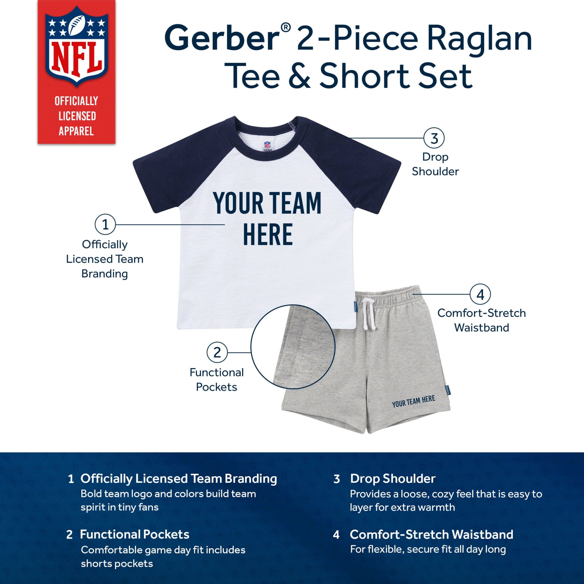 2-Piece Infant & Toddler Boys Pittsburgh Steelers T-Shirt and Shorts Set NFL NFL 