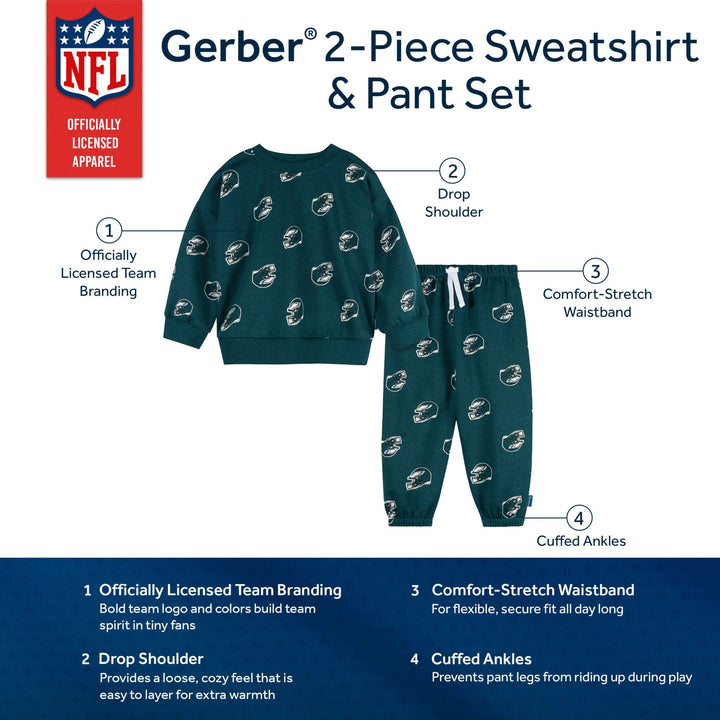 2-Piece Infant & Toddler Philadelphia Eagles Sweatshirt and Pant Set NFL NFL 