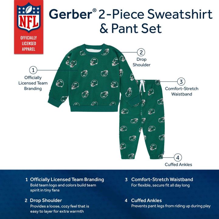 2-Piece Infant & Toddler New York Jets Sweatshirt and Pant Set NFL NFL 