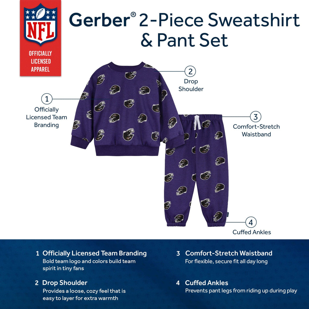 2-Piece Infant & Toddler Baltimore Ravens Sweatshirt and Pant Set NFL NFL 