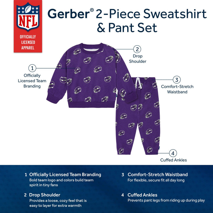2-Piece Infant & Toddler Minnesota Vikings Sweatshirt and Pant Set NFL NFL 
