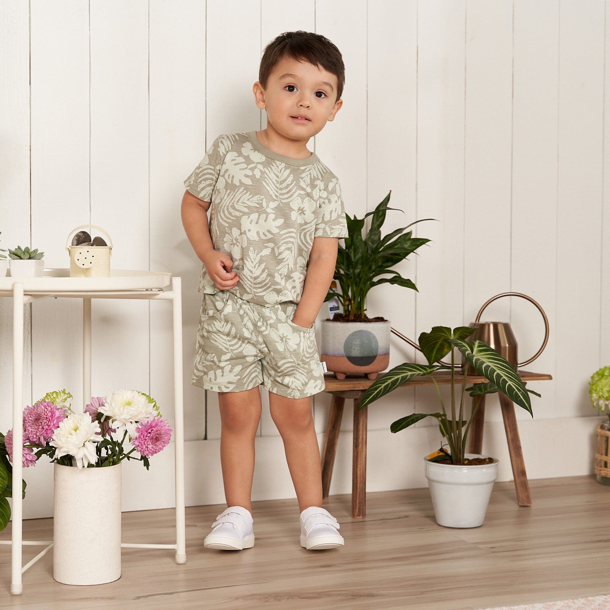 2-Piece Baby and Toddler Boys Tropical Leaves T-Shirt and Shorts Set outfits Gerber® 