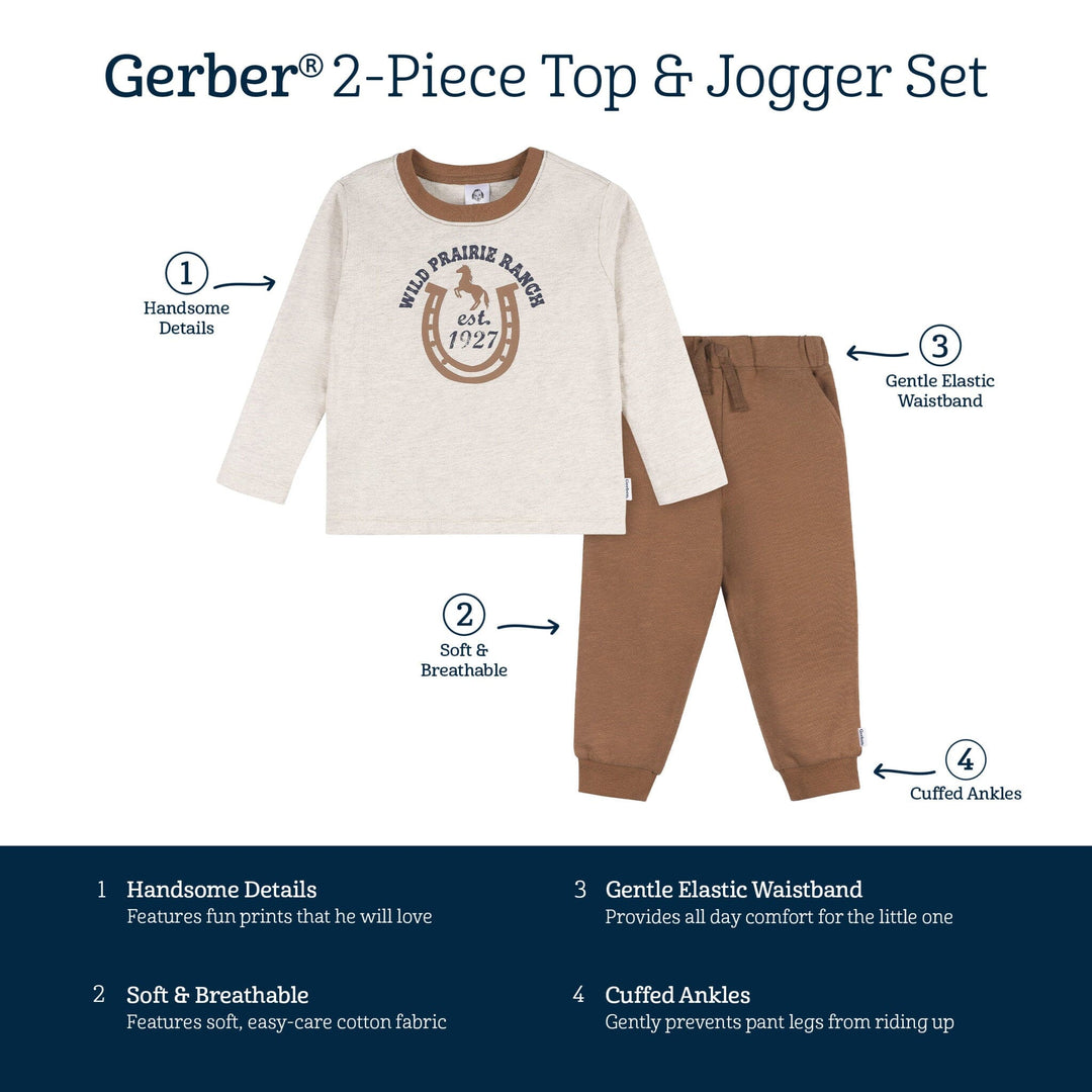 2-Piece Toddler Boys Western Horse Ranch Top and Jogger Set outfits Gerber® 