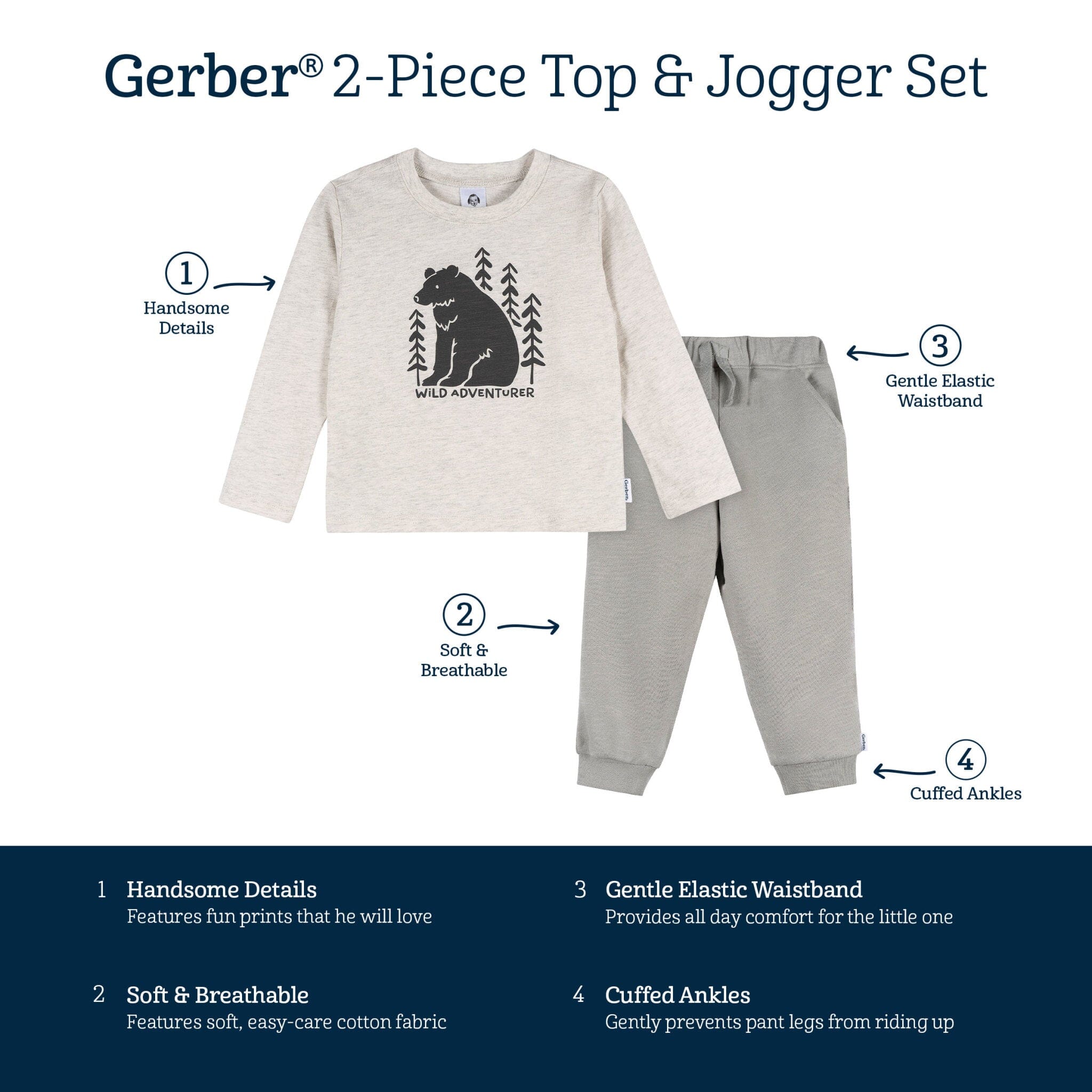 2-Piece Toddler Boys Wild Adventure Top and Jogger Set outfits Gerber® 