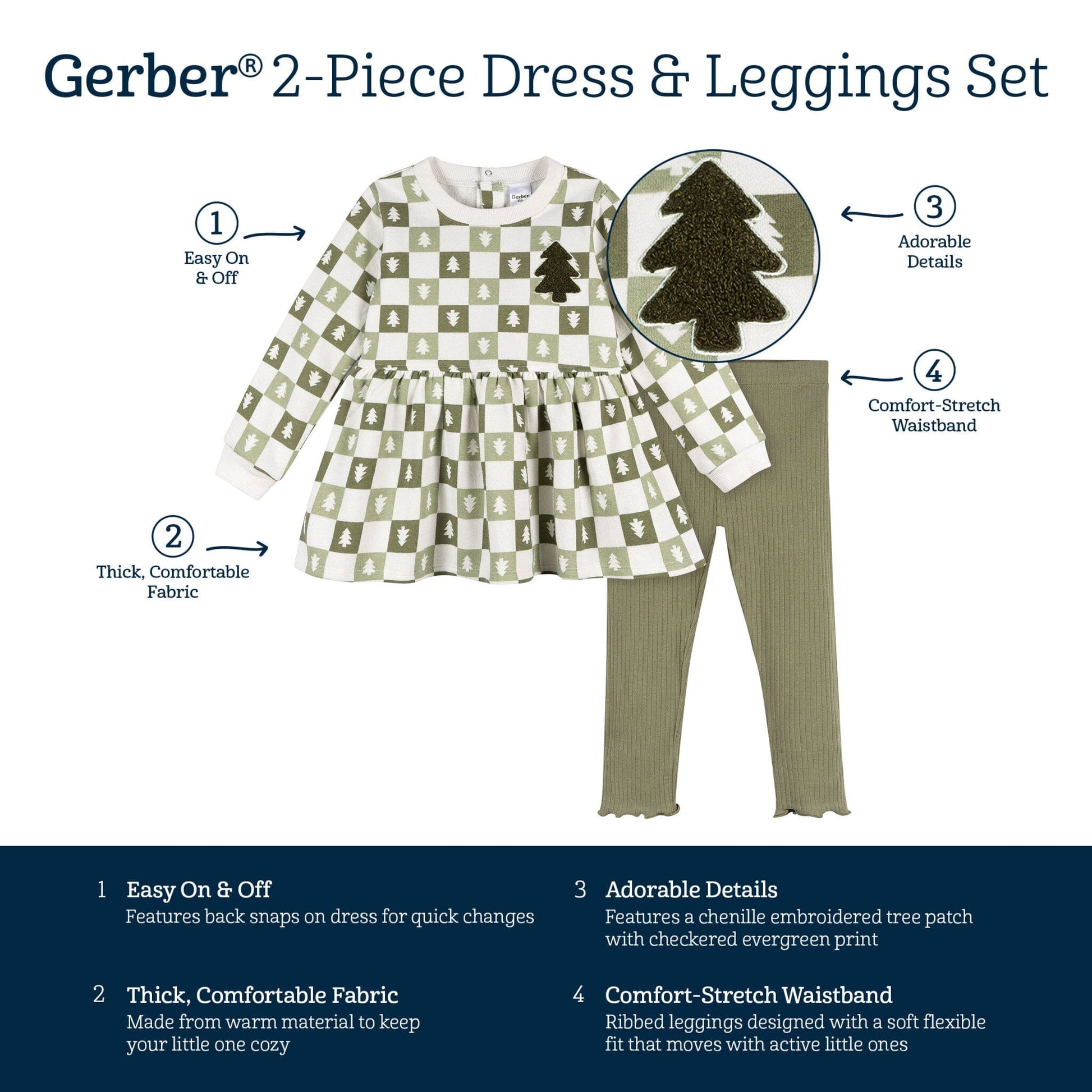 2-Piece Toddler Girls Green Trees Dress and Legging Set dresses Gerber® 
