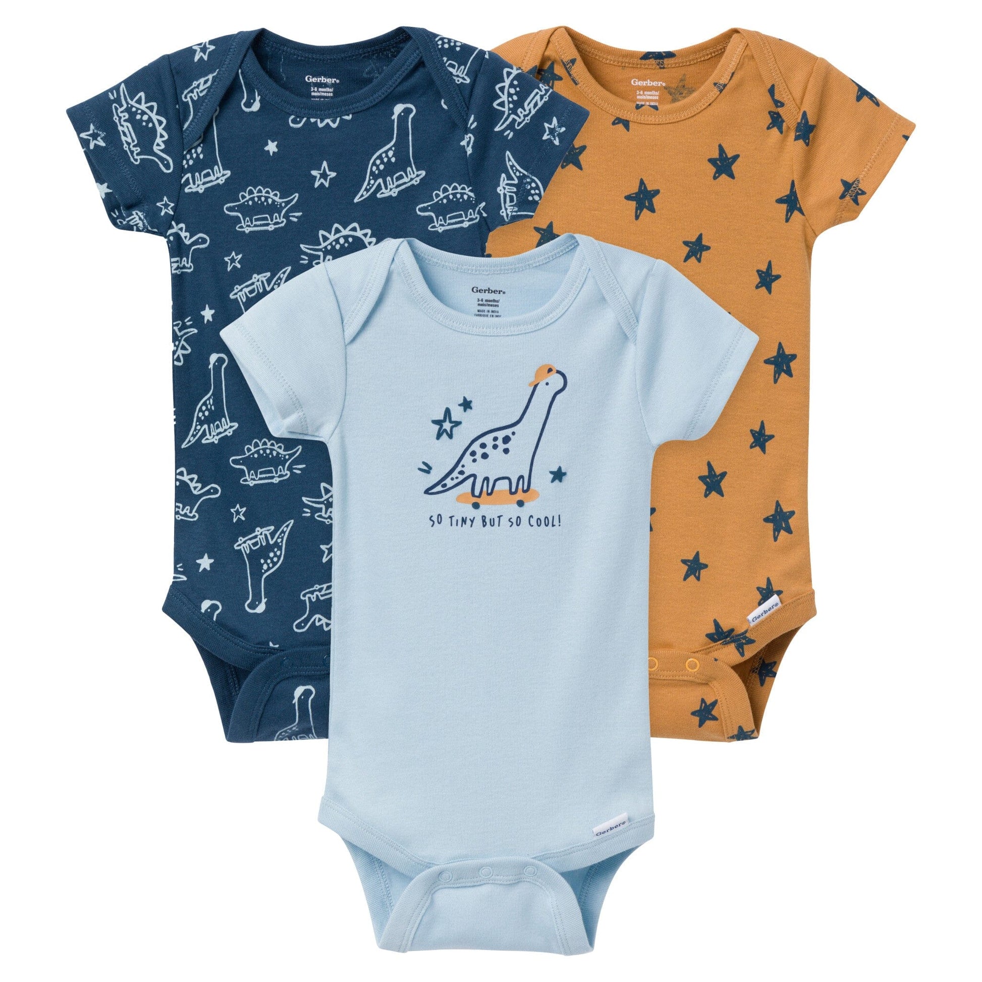 3-Pack Baby Boys Dino Dude Onesies® Bodysuits onesies Gerber® 
