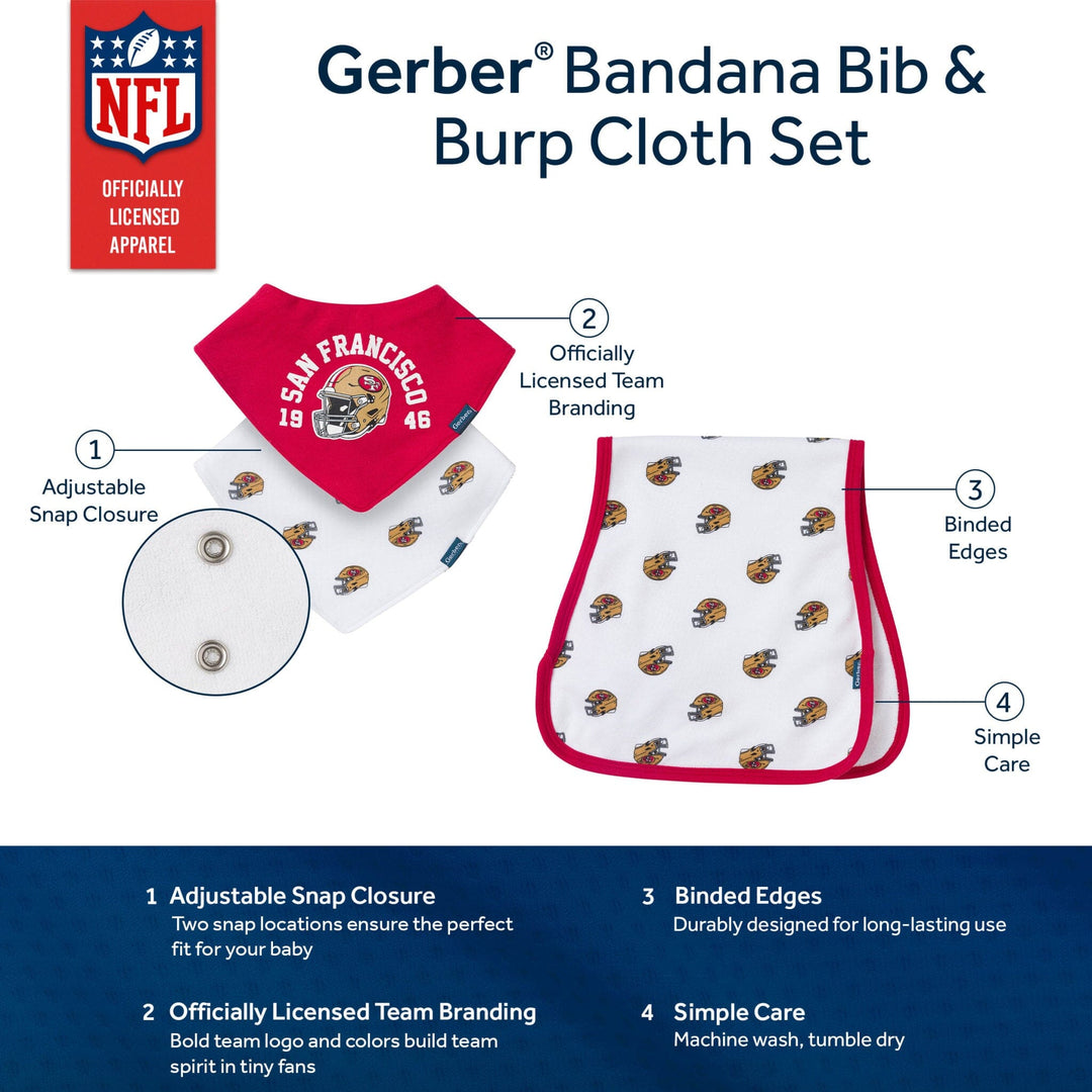 3-Piece Baby San Francisco 49ers Bibs and Burp Cloth Set NFL NFL 