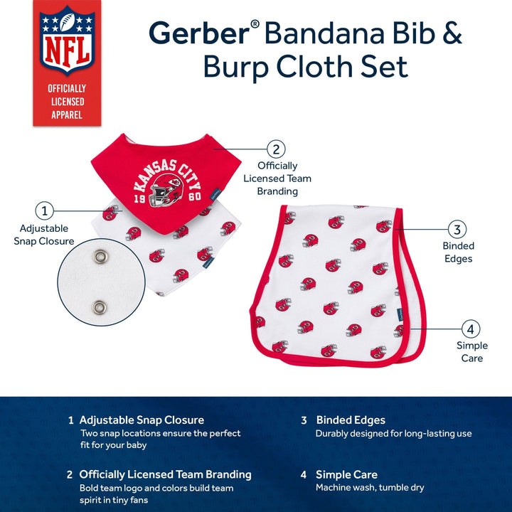 3-Piece Baby Kansas City Chiefs Bibs and Burp Cloth Set NFL NFL 
