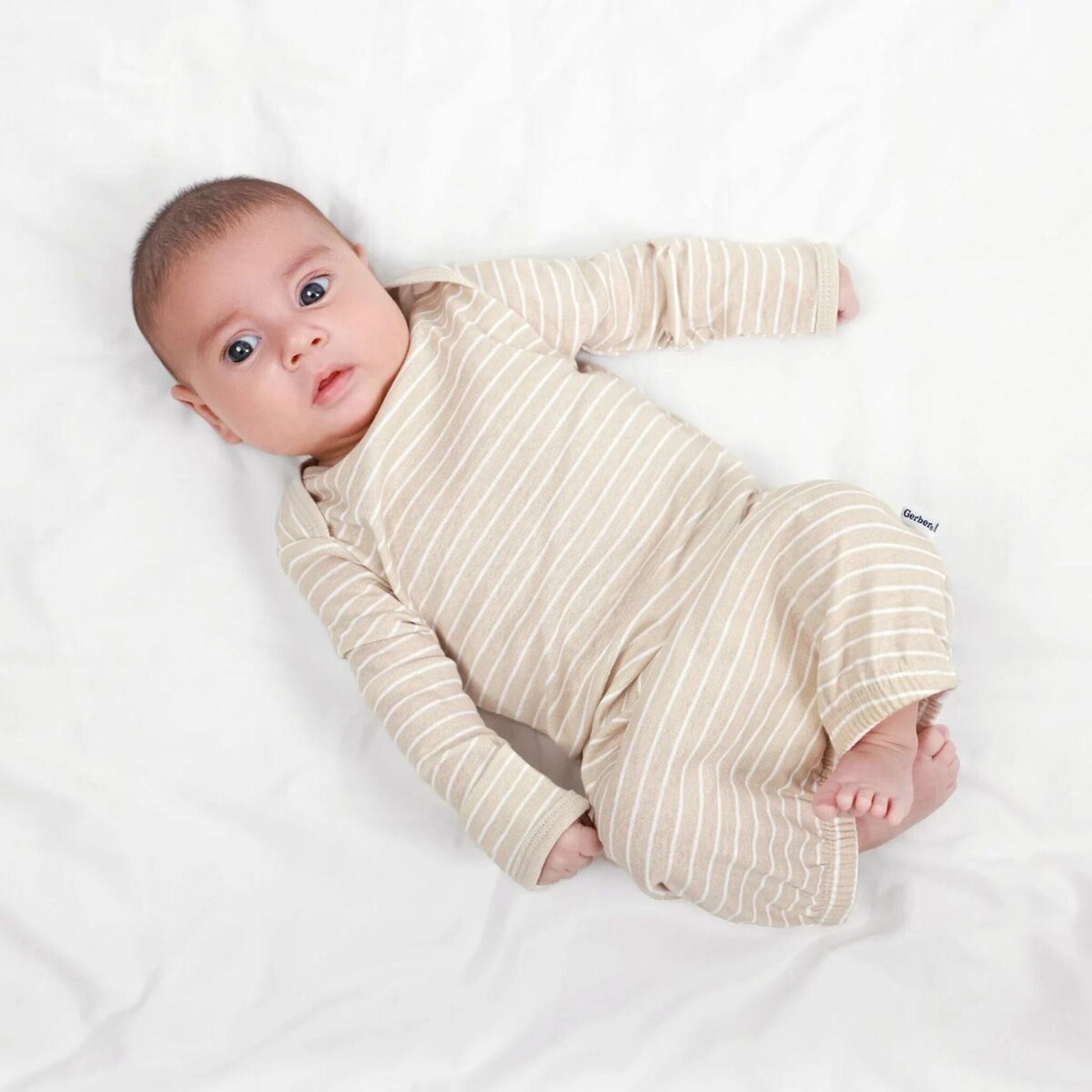 3-Pack Baby Boys Skywriting/Tan Stripe/Wild Win Lap Shoulder Gowns Sleepwear Gerber® 