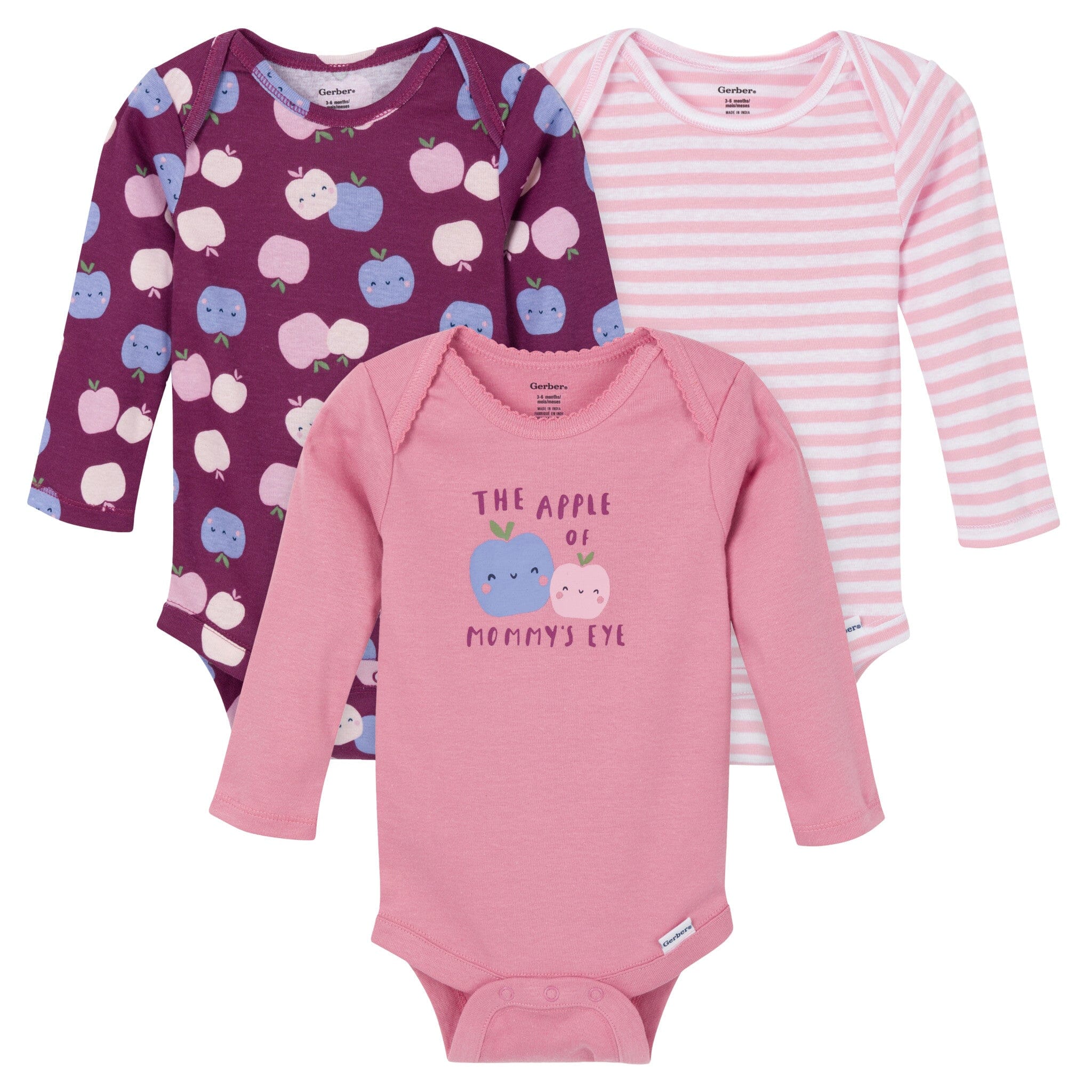 3-Pack Baby Girls Apple Of Mommy's Eye Onesies® Bodysuits onesies Gerber® 