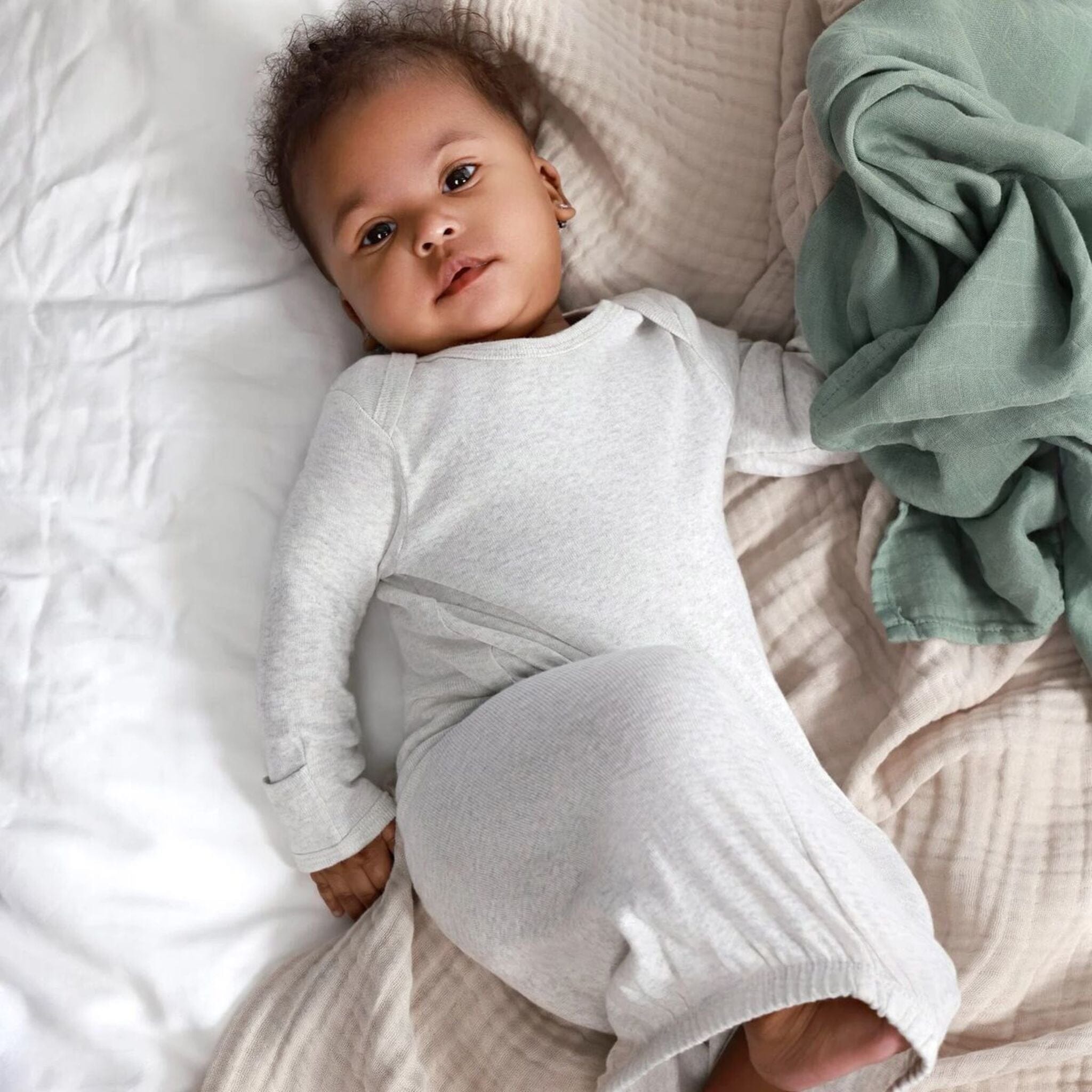 3-Pack Baby Neutral It Grey Heather/Birch/Peyote Lap Shoulder Gowns Sleepwear Gerber® 