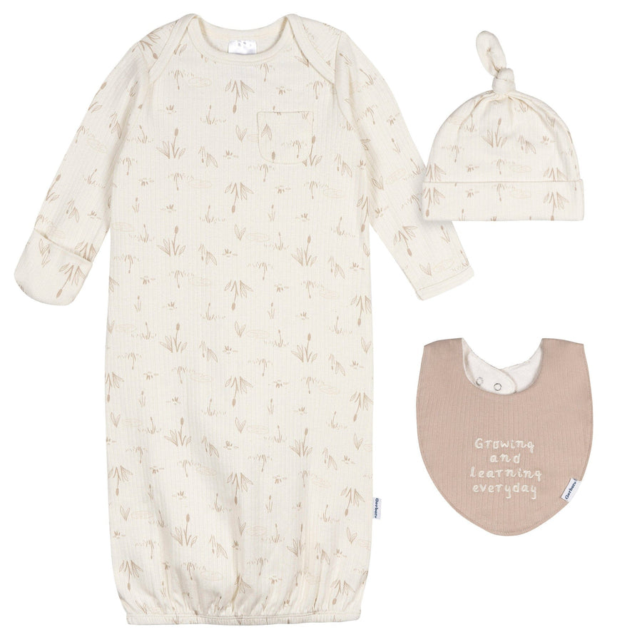 3-Piece Baby Neutral Goose Pond Gown Set sleepwear Gerber® 