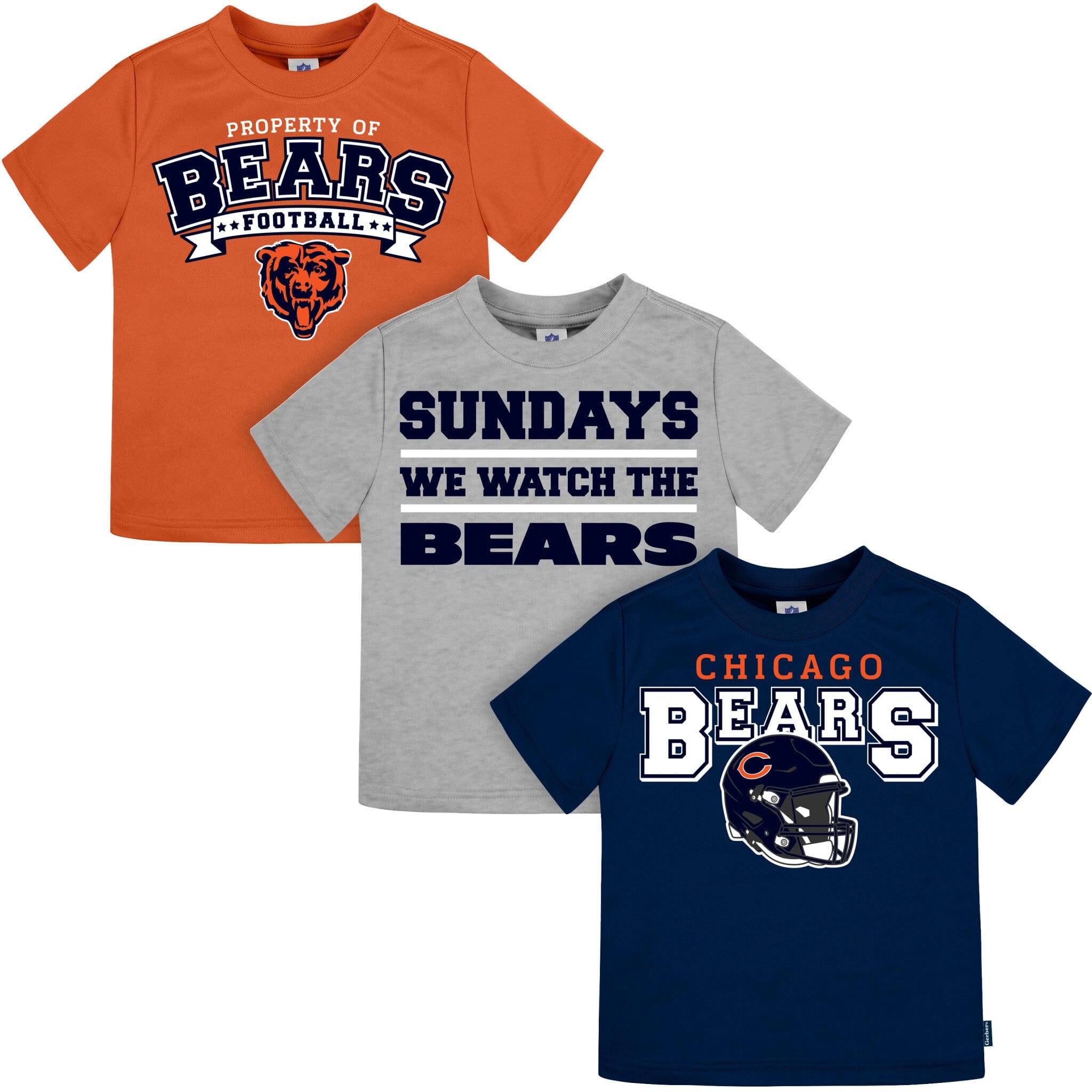 3-Piece Infant & Toddler Neutral Chicago Bears T-Shirts NFL NFL 