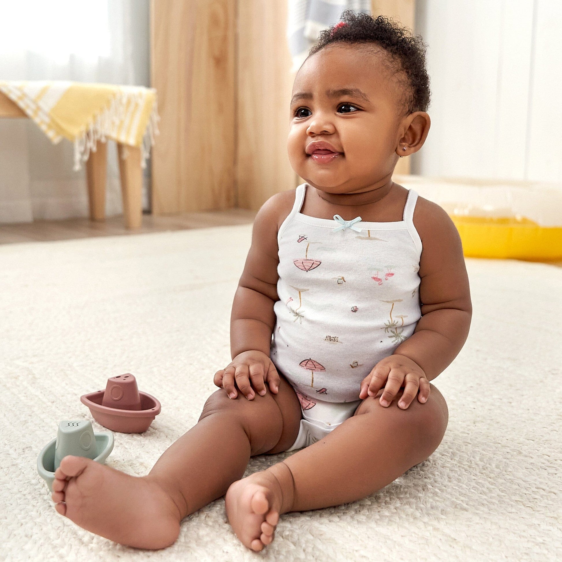 4-Pack Baby Girls Pink Flamingo Sleeveless Onesies® Bodysuits onesies Gerber® 