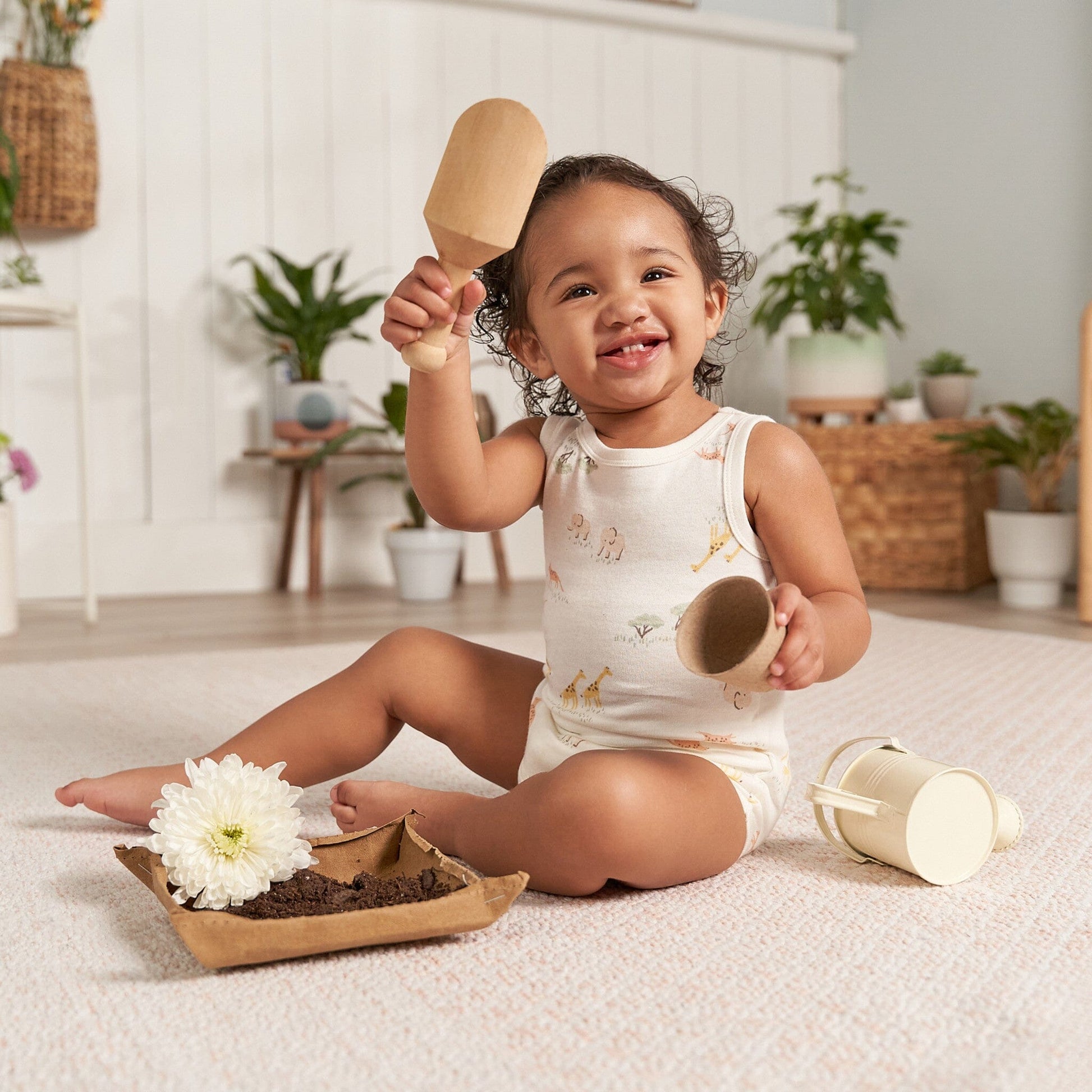 4-Pack Baby Neutral Ivory Safari Sleeveless Onesies® Bodysuits onesies Gerber® 