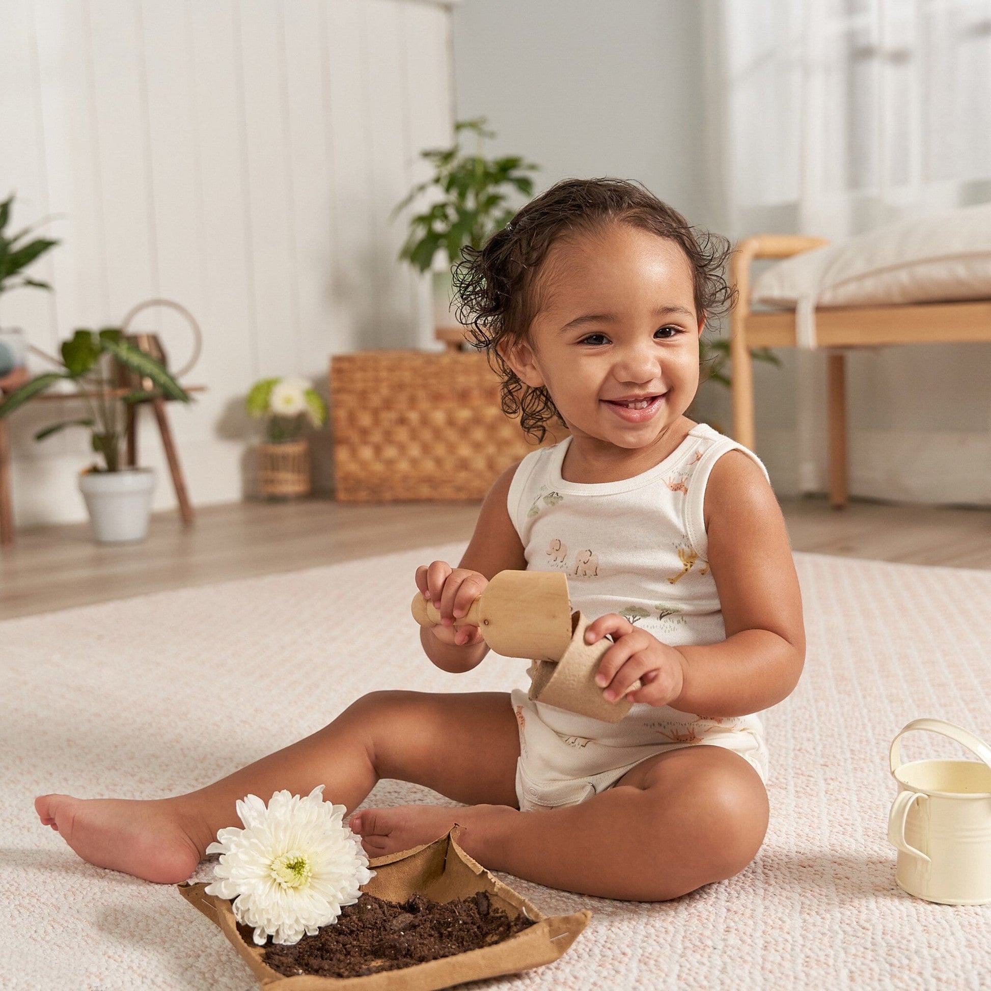 4-Pack Baby Neutral Ivory Safari Sleeveless Onesies® Bodysuits onesies Gerber® 