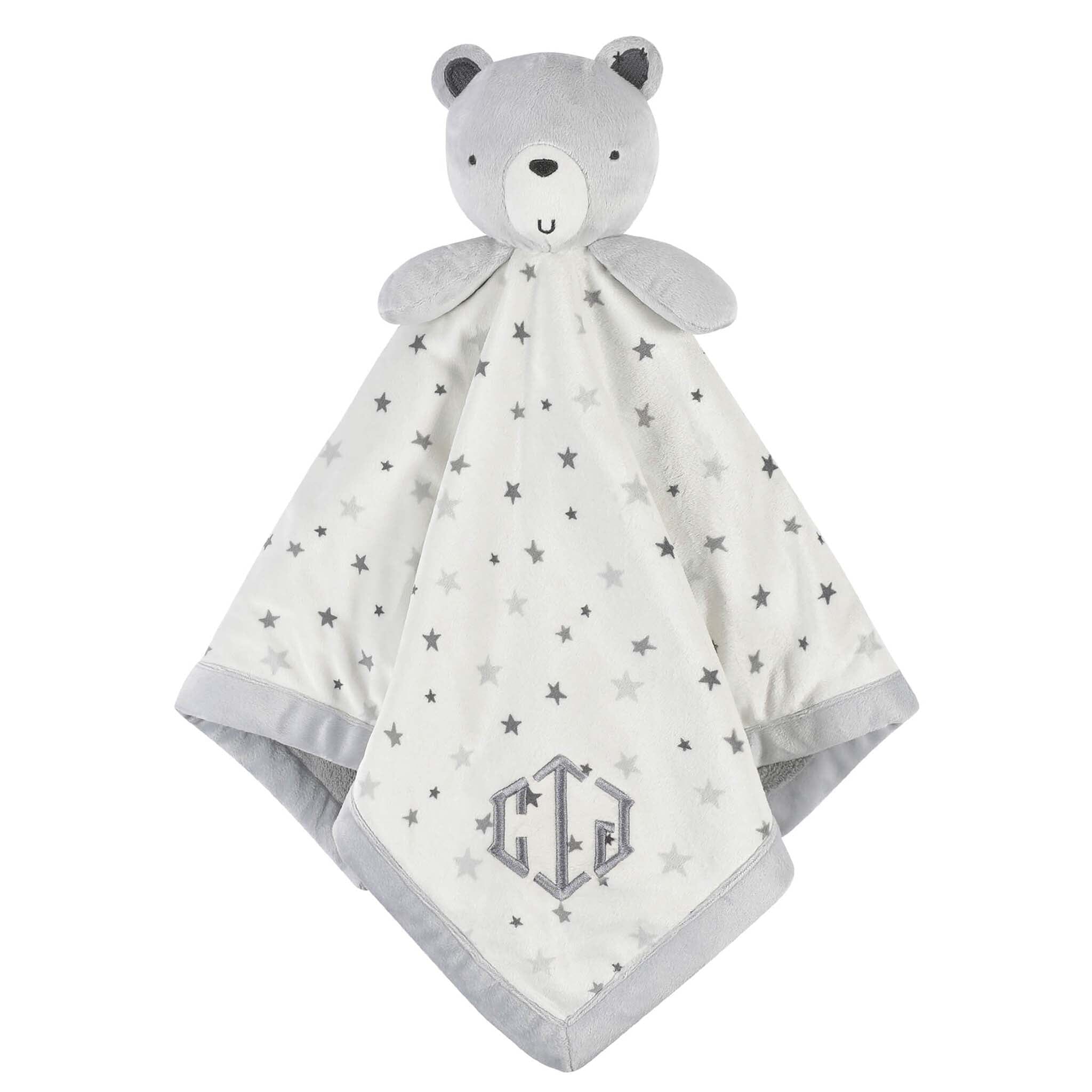 Embroidered Baby Neutral Bear & Stars Oversized Security Blanket