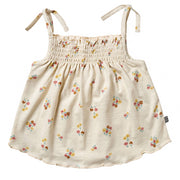 Infant & Toddler Girls Light Beige Flowers Smocked Sleeveless Top Tops Modern Moments™ by Gerber® 