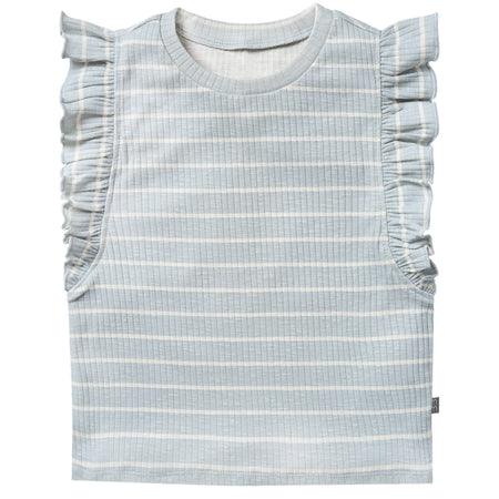 Infant & Toddler Girls Light Blue Stripe Ruffle Sleeveless Top
