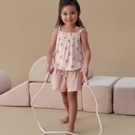 Infant & Toddler Girls Light Rose Smocked Wide Leg Shorts