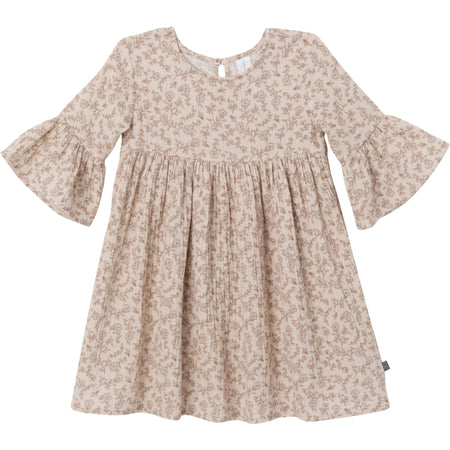 Infant & Toddler Girls Tan Floral Gauze Dress